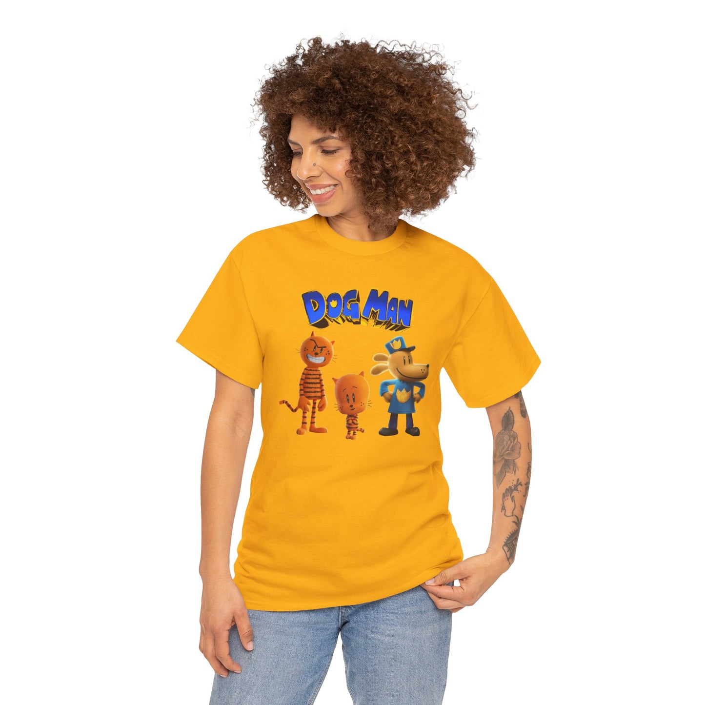 Princess Grace Dog Man Cartoon Unisex Heavy Cotton Tee Fun Graphic Tee for Kids and Fans