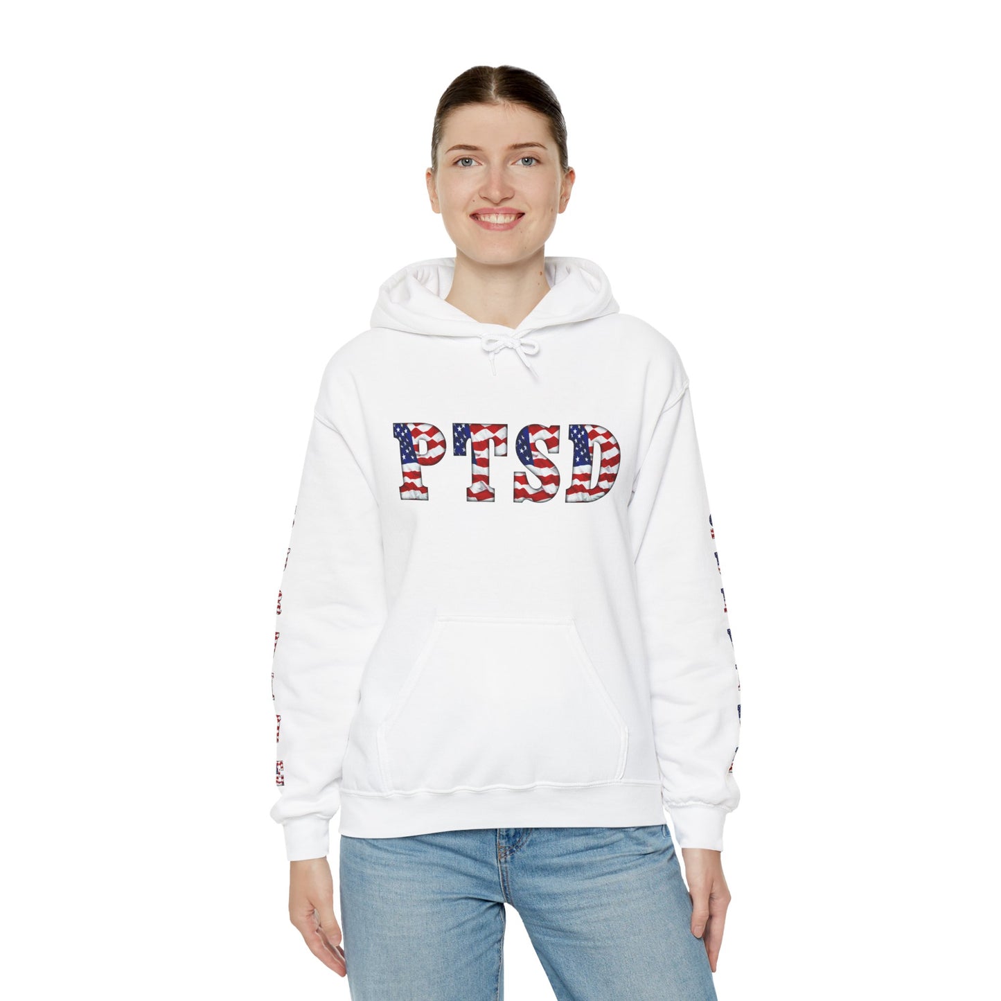 Princess Grace PTSD Awareness Unisex Heavy Blend Hoodie Support Survivors with American Flag Design