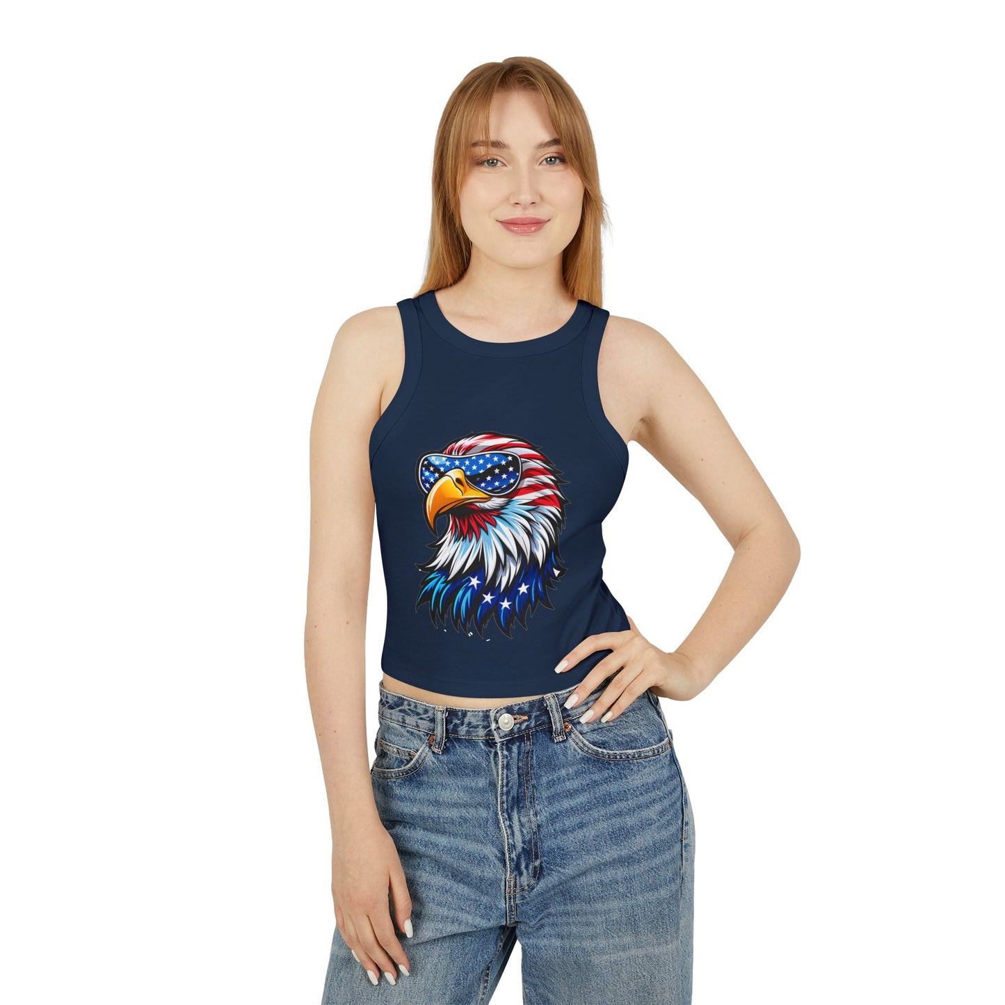 Princess Grace Patriotic Eagle Racer Tank Top USA Inspired Women's Activewear