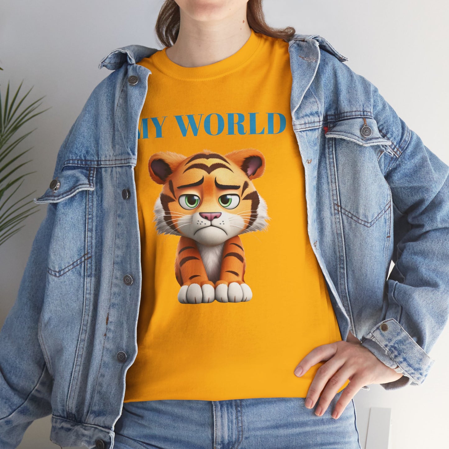 Princess Grace My World Tiger Unisex Heavy Cotton Tee Cute Animal T-Shirt for Kids & Adults