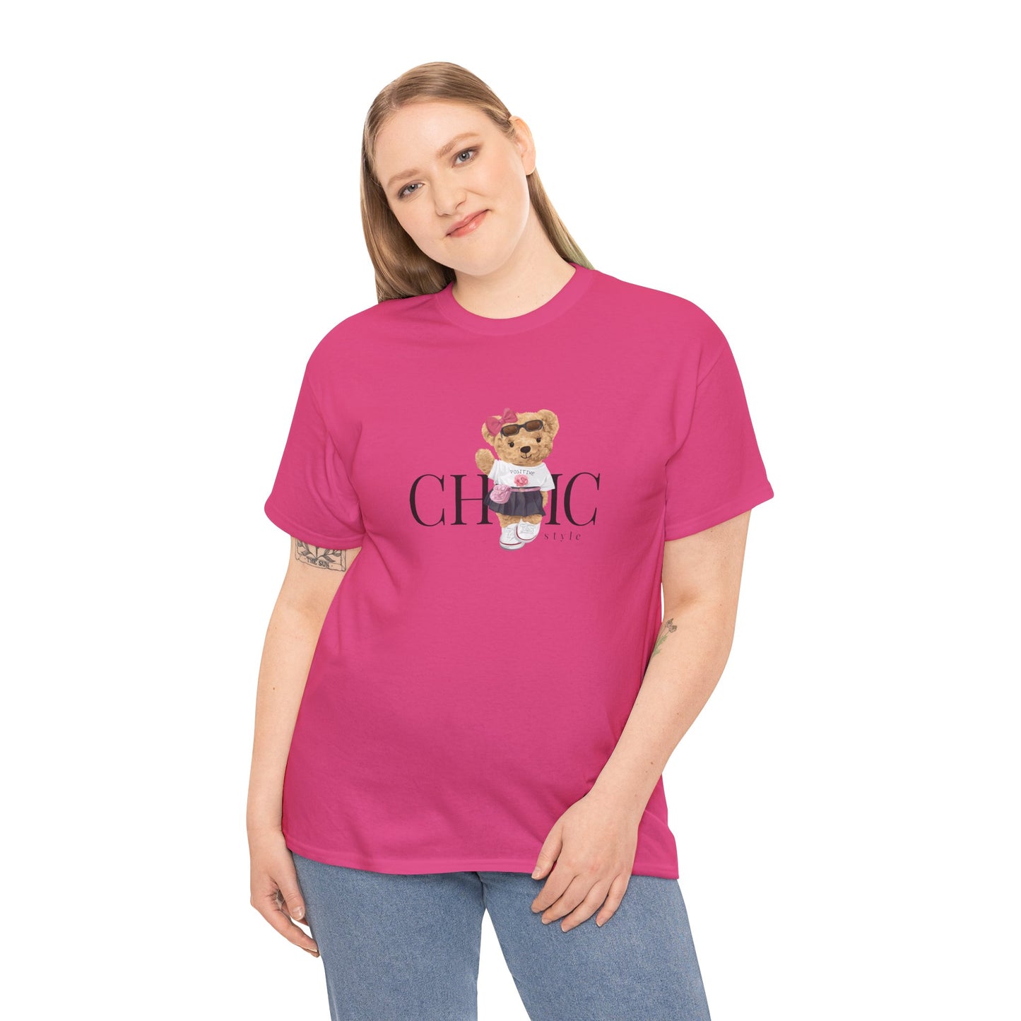 Princess Grace Chic Style Bear Unisex Heavy Cotton Tee Fashionable and Cozy Everyday Wear