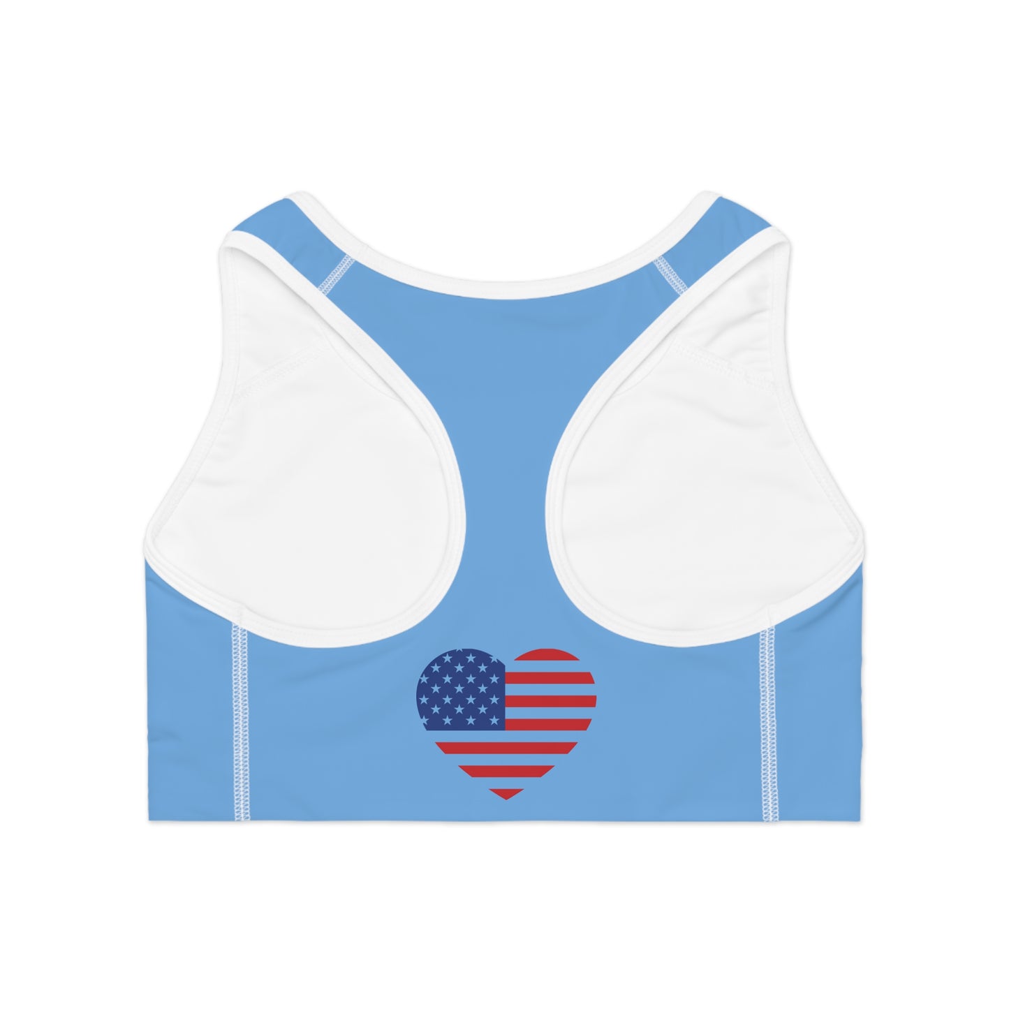Princess Grace Patriotic Heart Sports Bra USA Flag Design for Active Women