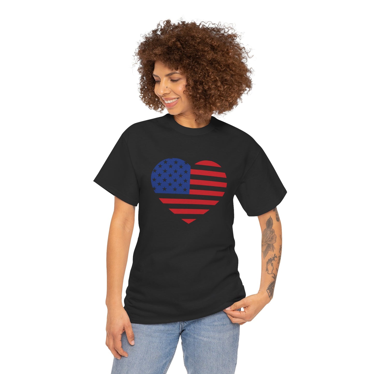 Princess Grace Patriotic Heart Unisex Heavy Cotton Tee Celebrate Freedom in Style