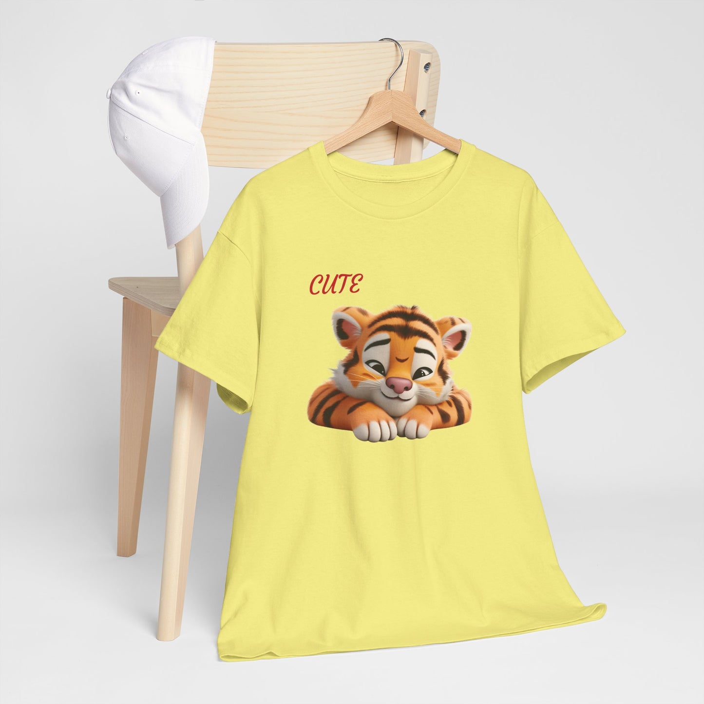 Princess Grace Cute Tiger Graphic Unisex Heavy Cotton Tee Perfect for Animal Lovers and Everyday Comfort