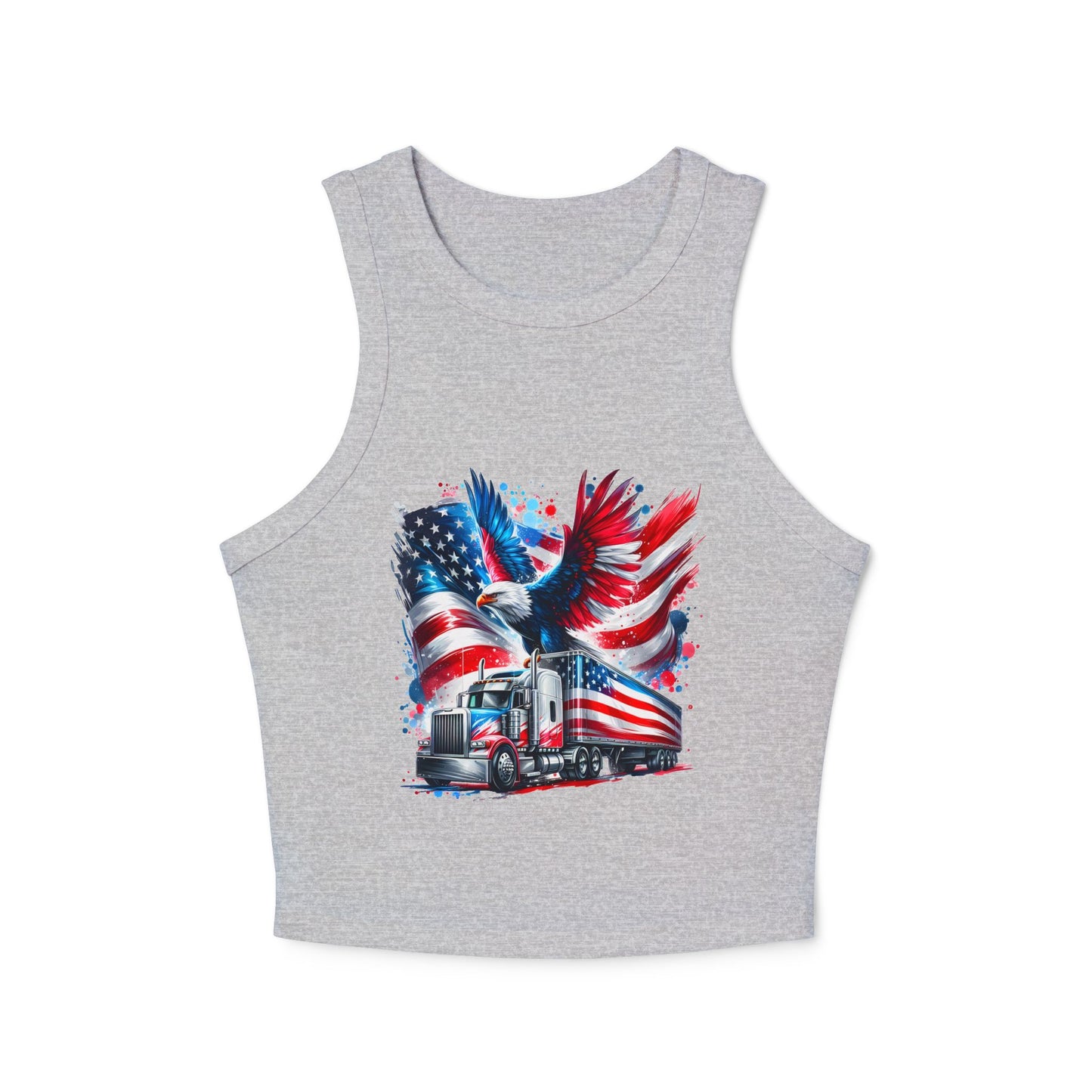Princess Grace Patriotic Women's Racer Tank Top USA Truck & Eagle Design