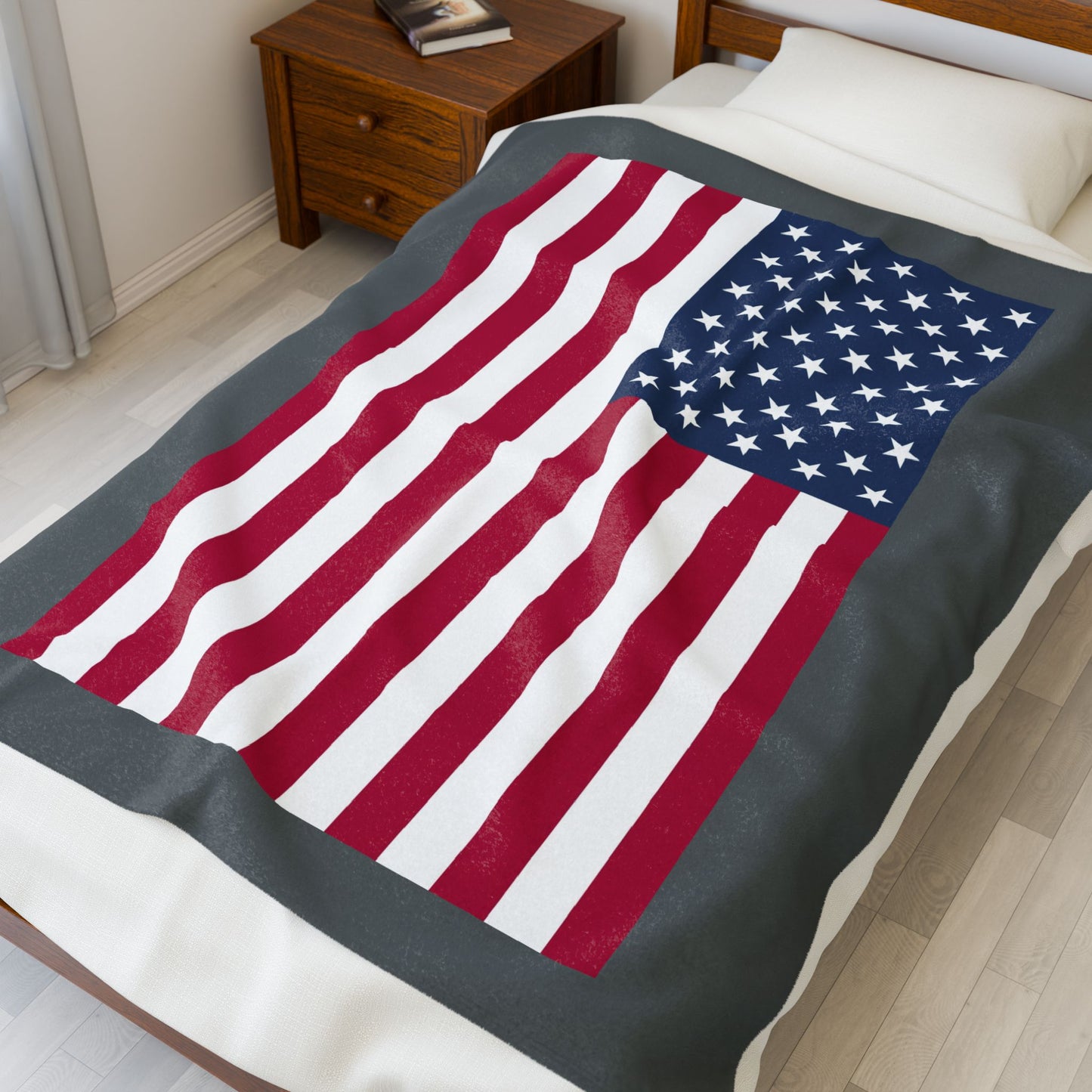 Princess Grace American Flag Velveteen Plush Blanket Cozy Home Decor for Holidays & Celebrations