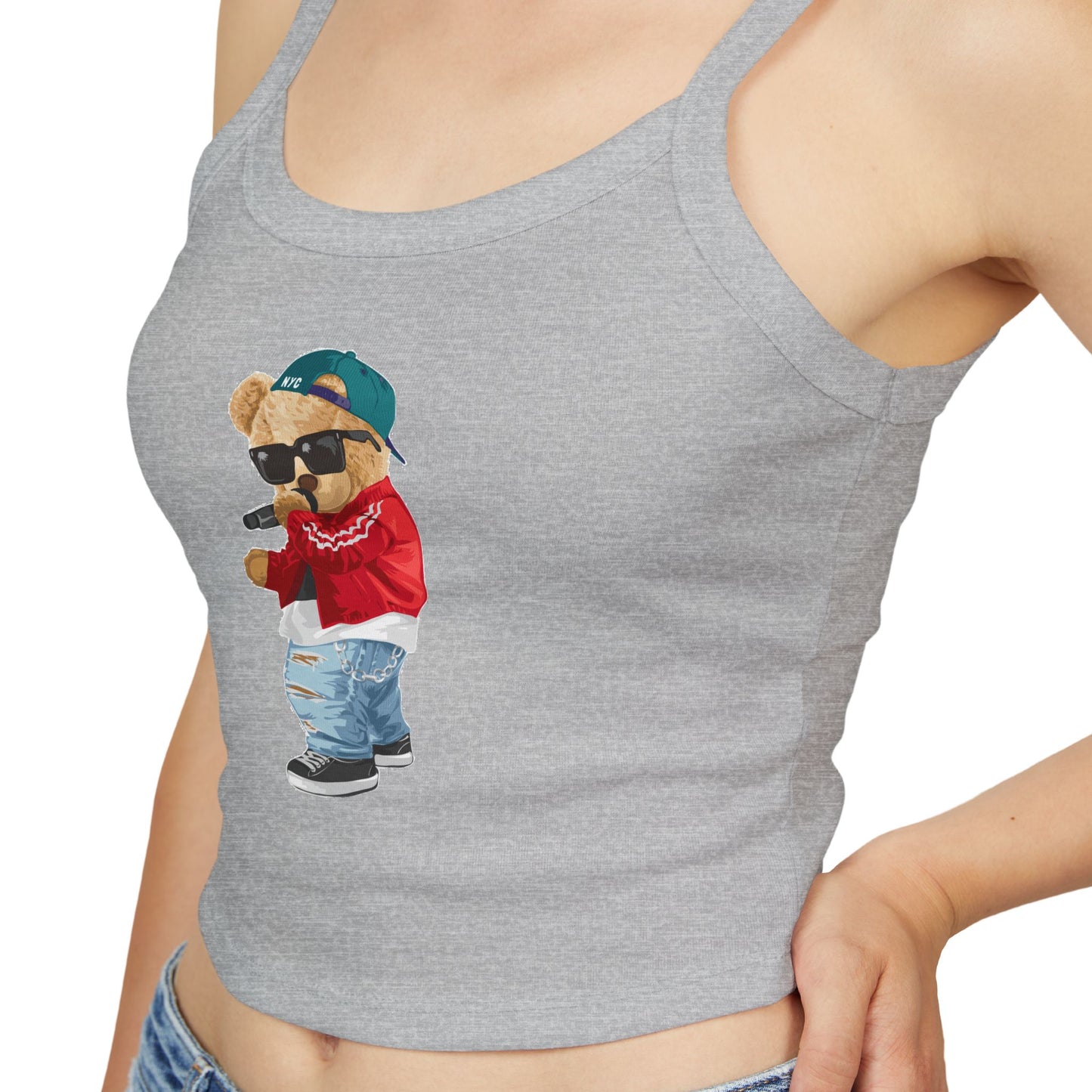 Princess Grace Cute Graphic Women's Spaghetti Strap Tank Top Trendy Bear Design