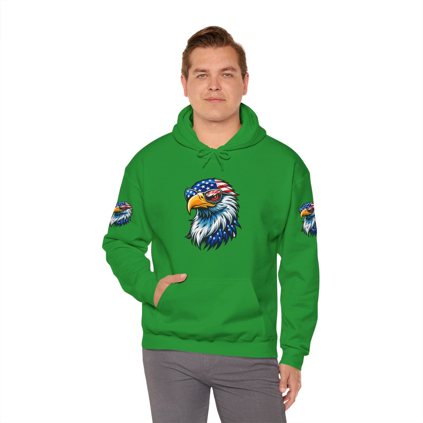 Princess Grace Patriotic Eagle Hoodie Unisex Heavy Blend Sweatshirt with USA Flag Design