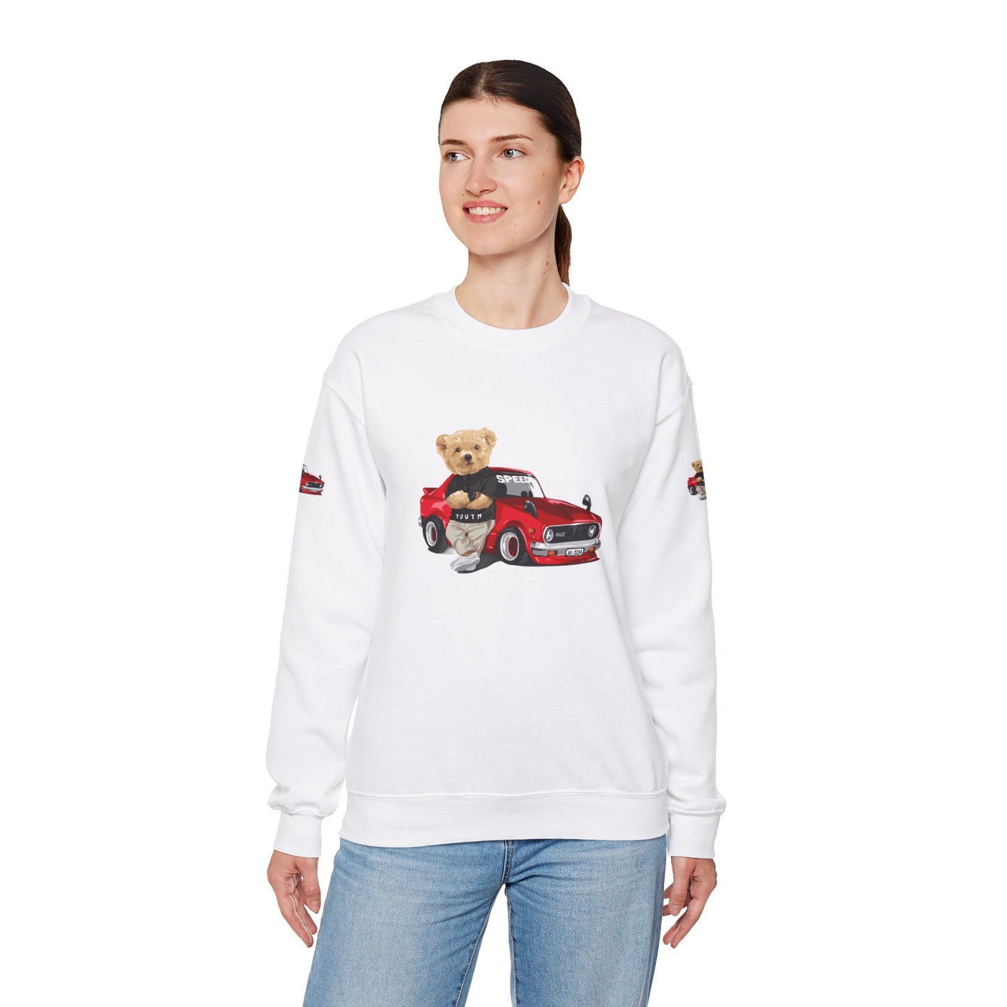 Princess Grace Cute Bear Vintage Car Sweatshirt Unisex Heavy Blend Crewneck