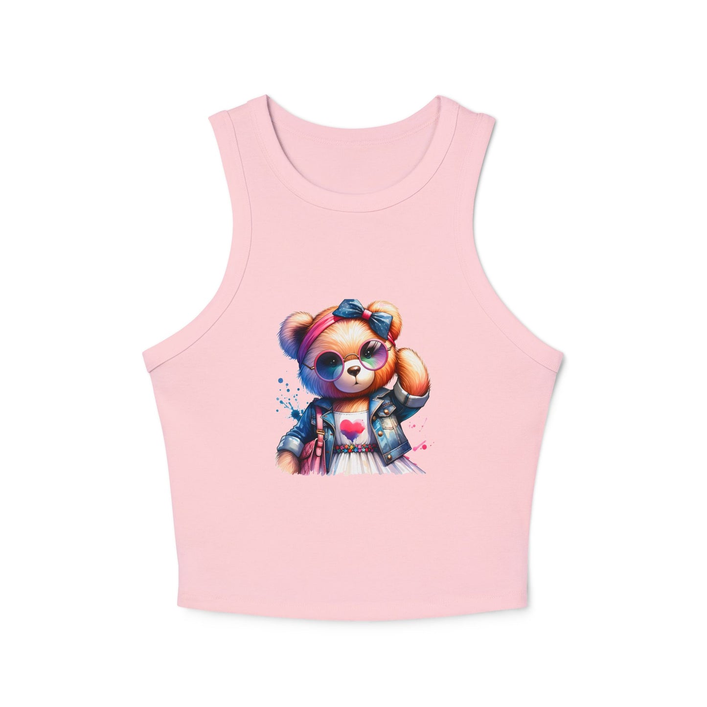 Princess Grace Cute Bear Graphic Women's Micro Rib Racer Tank Top
