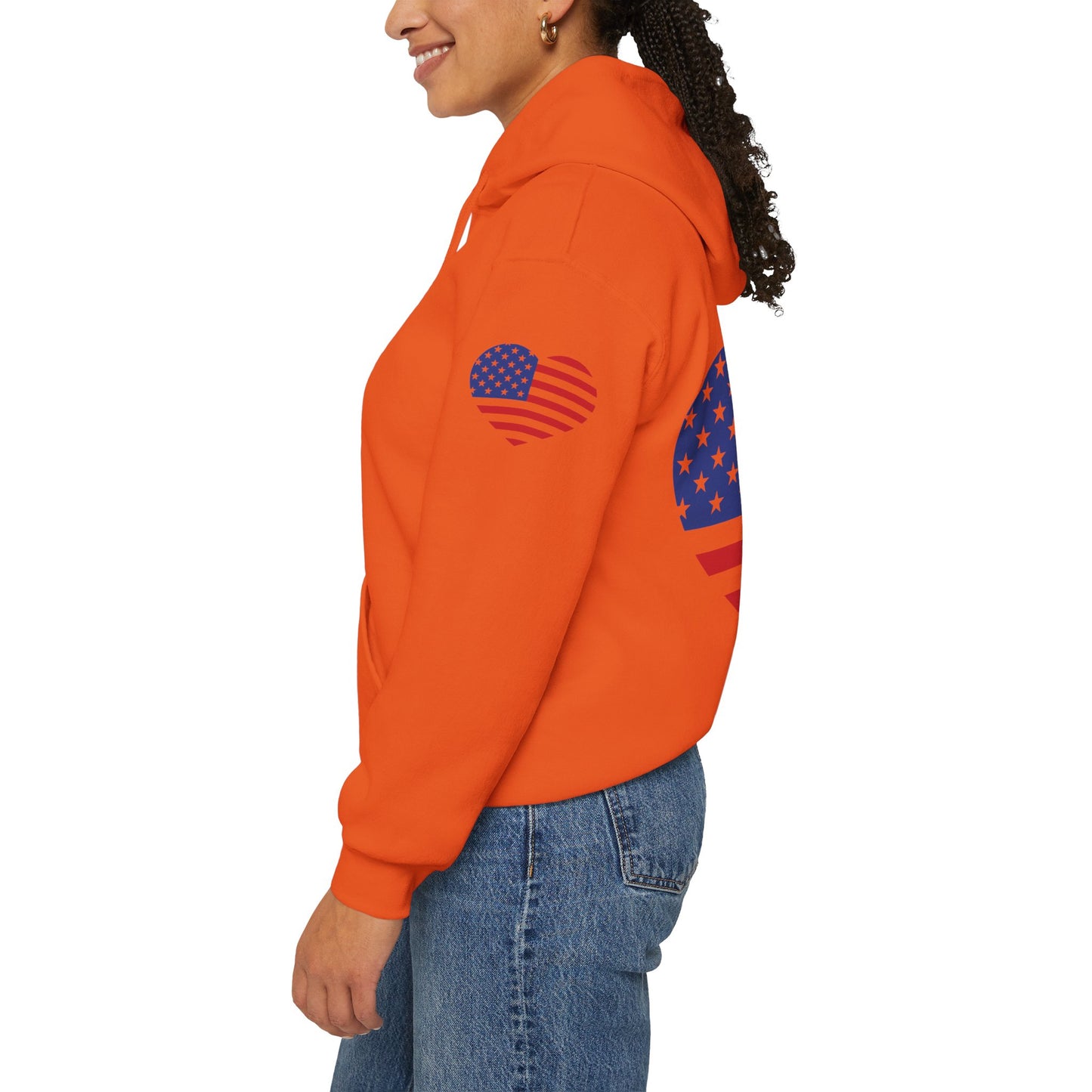 Princess Grace Patriotic Heart Design Unisex Hoodie Perfect for Holidays and Celebrations