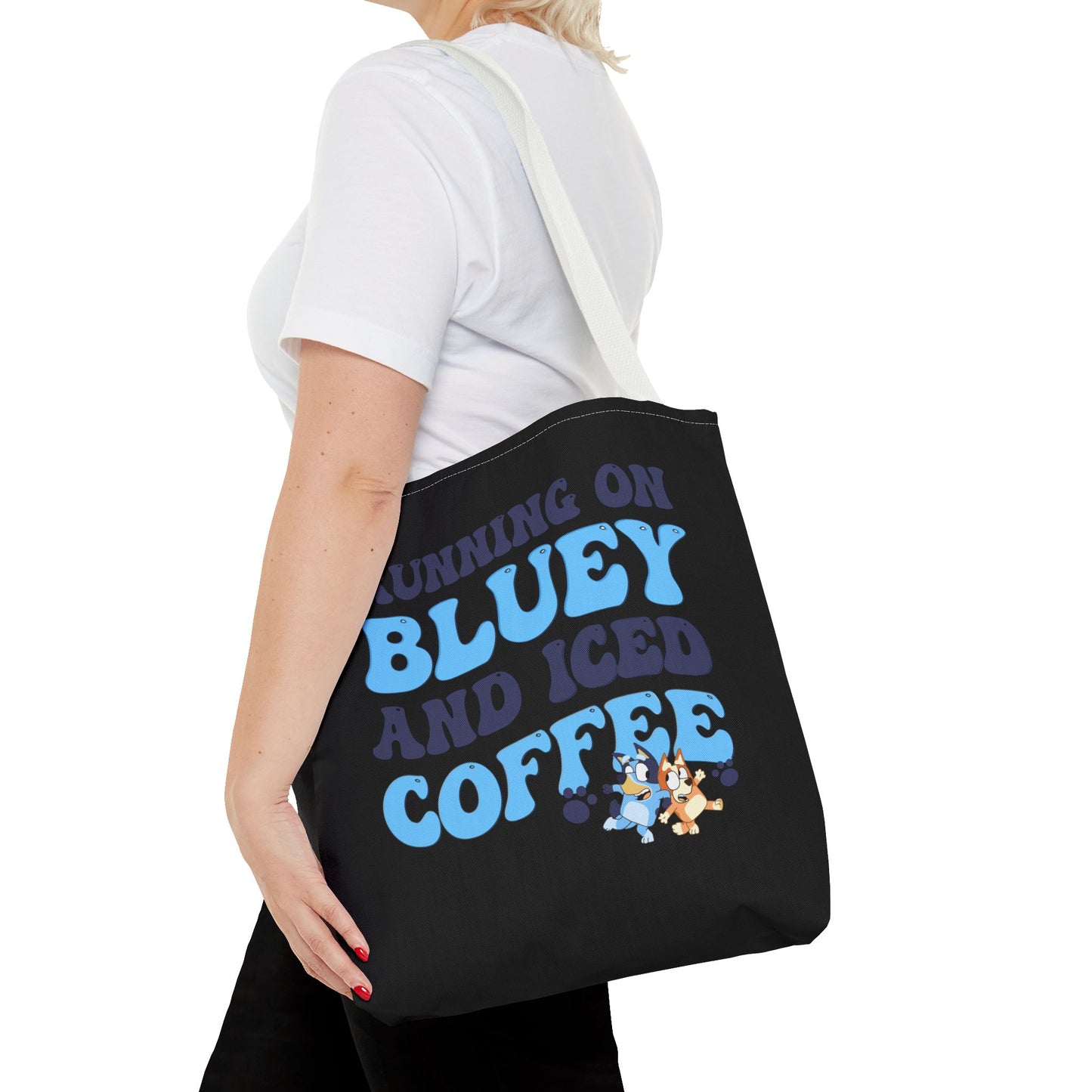 Princess Grace Running on Bluey and Iced Coffee Tote Bag Fun & Functional for Moms and Kids