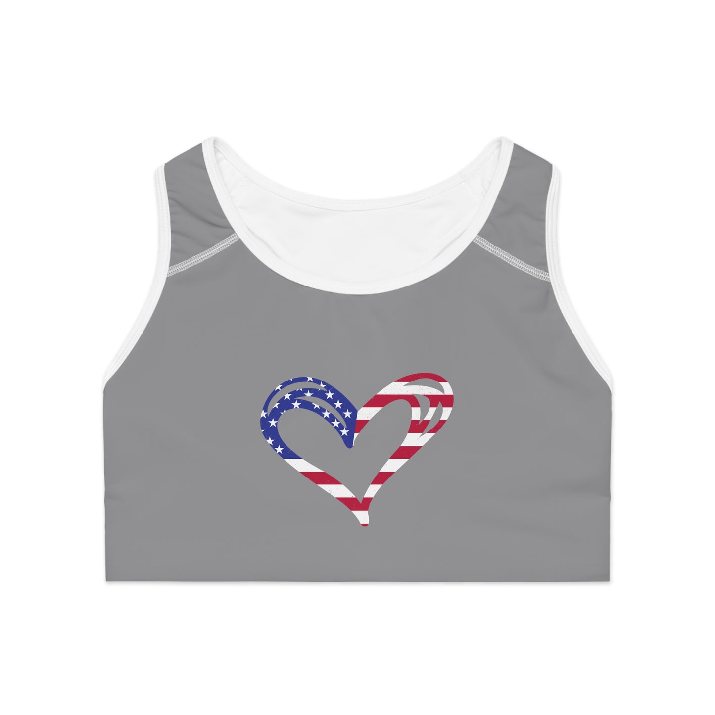 Princess Grace Patriotic Heart Sports Bra USA Love Activewear