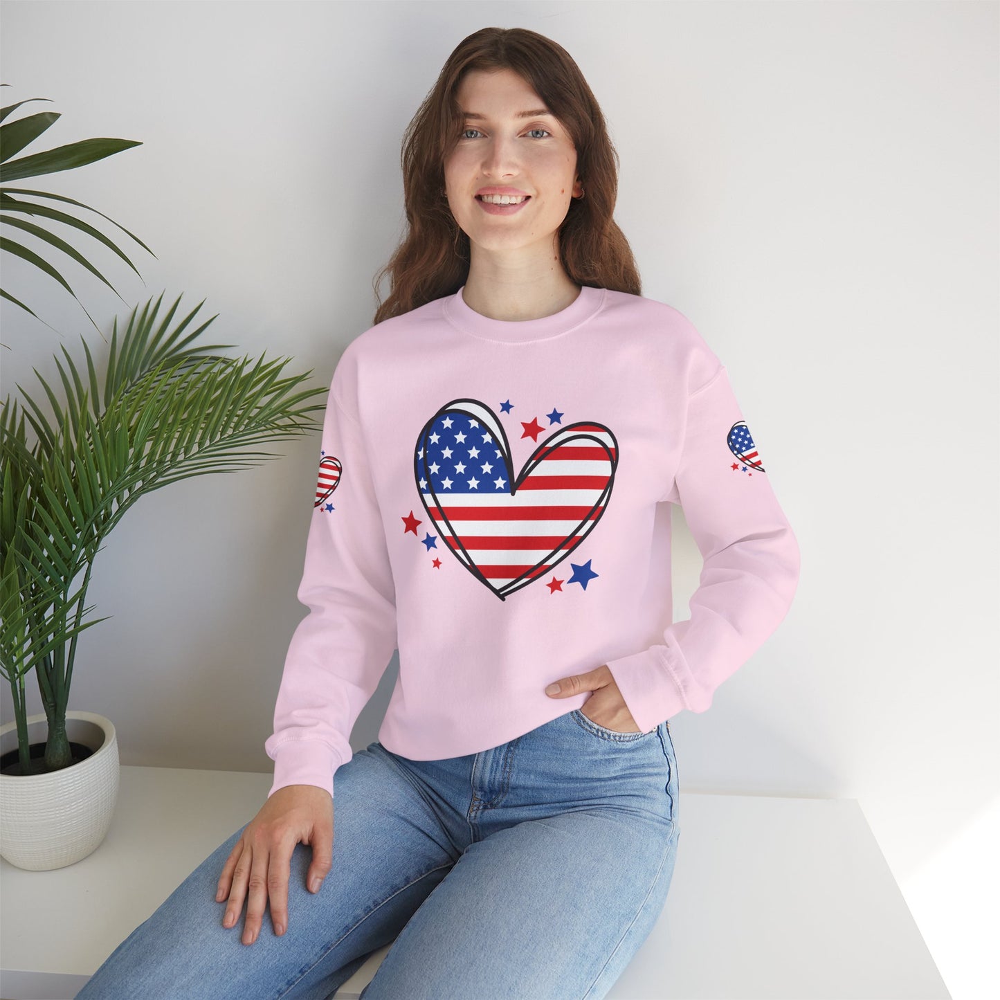 Princess Grace Patriotic Heart Crewneck Sweatshirt