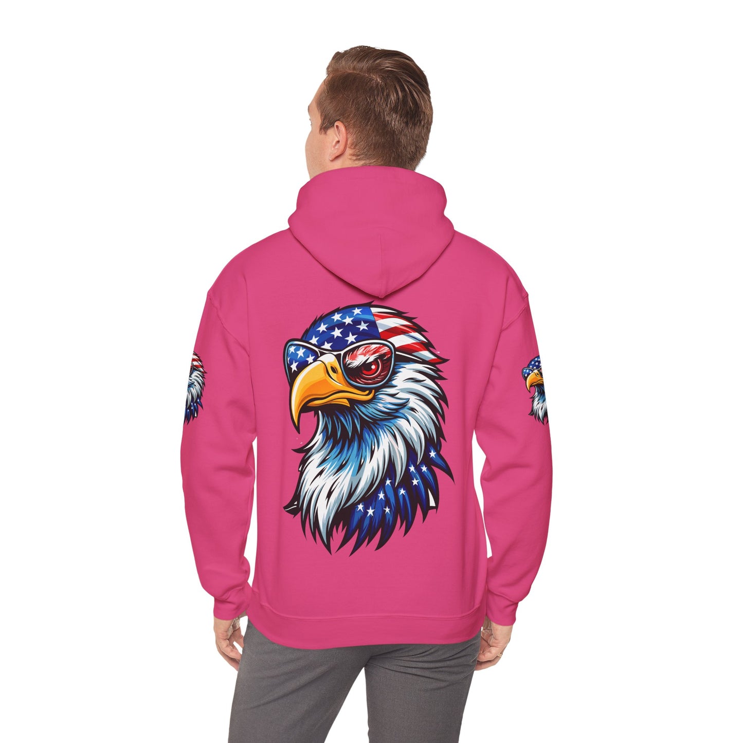 Princess Grace Patriotic Eagle Hoodie Unisex Heavy Blend Sweatshirt with USA Flag Design