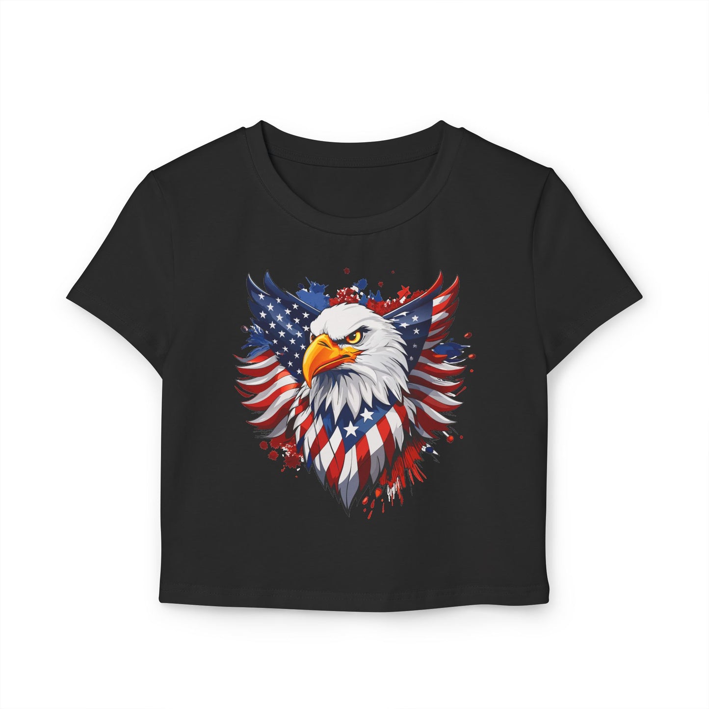 Princess Grace Patriotic Women's Baby Tee American Eagle Graphic Shirt