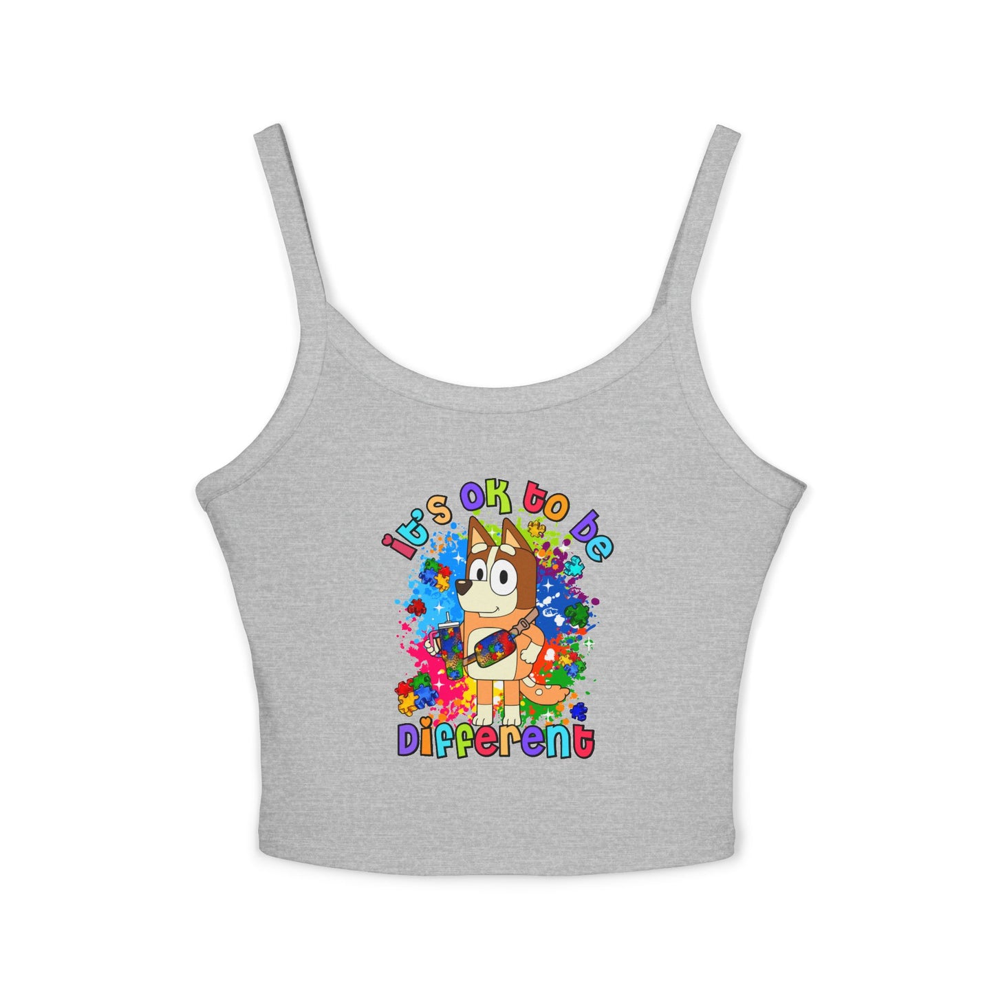 Princess Grace Bluey Colorful Spaghetti Strap Tank Top ‘It's OK to Be Different’