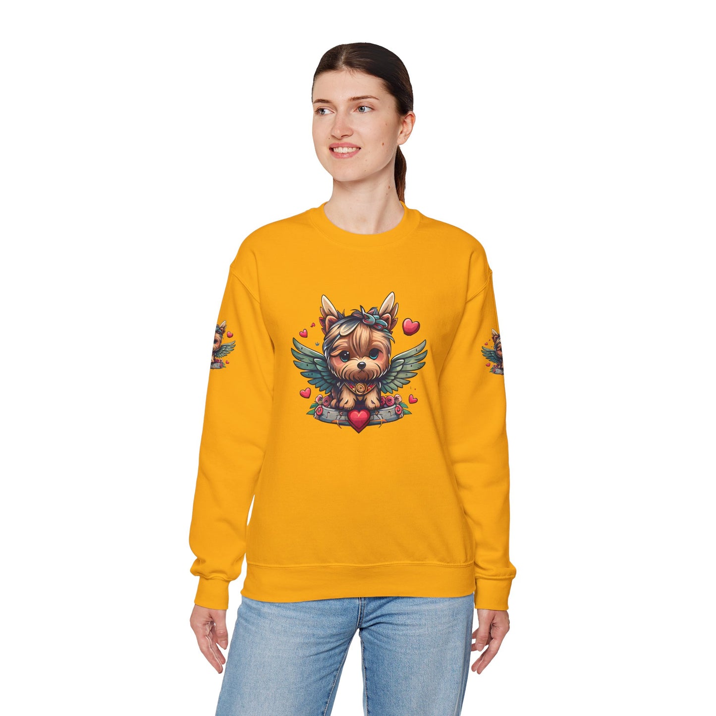 Princess Grace Cute Yorkie Wings Crewneck Sweatshirt Perfect Gift for Dog Lovers