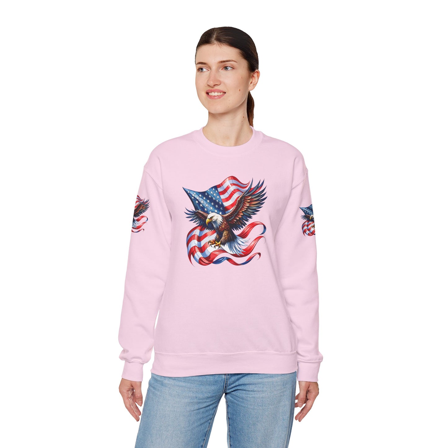 Princess Grace Patriotic Eagle Crewneck Sweatshirt Unisex Heavy Blend Perfect for Independence Day and Memorial Day