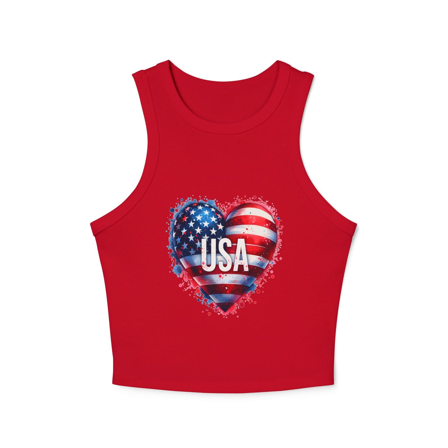 Princess Grace Patriotic Women’s Micro Rib Racer Tank Top USA Heart Design