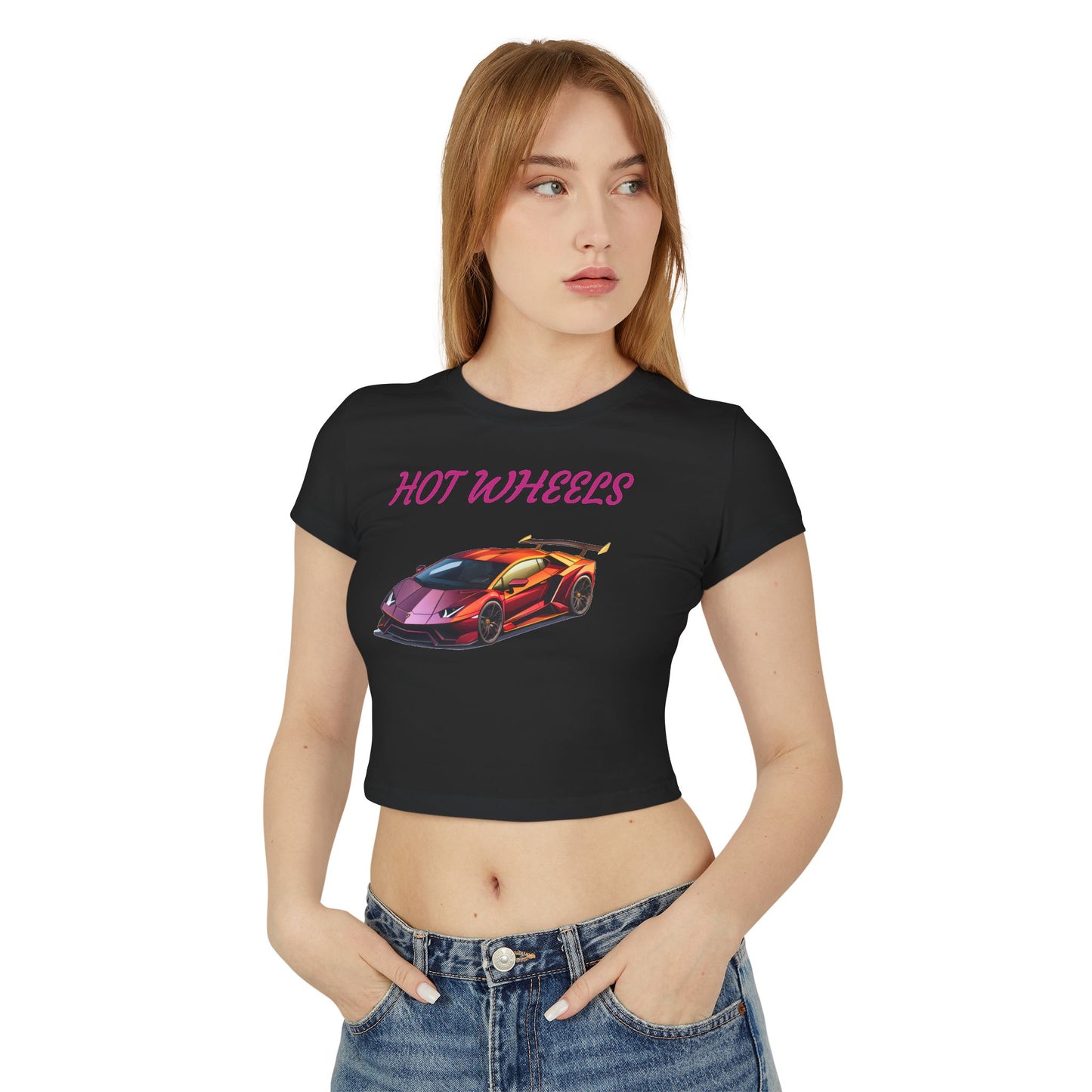 Princess Grace Women's Baby Tee Hot Wheels Graphic Car Shirt