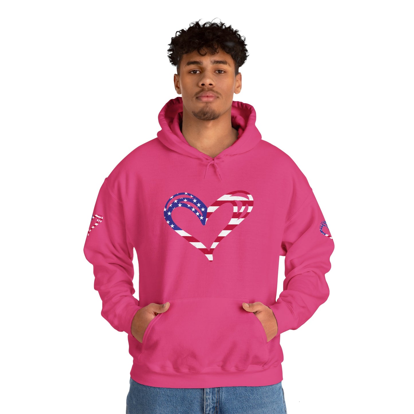 Princess Grace Patriotic Heart Unisex Hoodie Comfortable Heavy Blend Sweatshirt for Independence Day and Everyday Wear