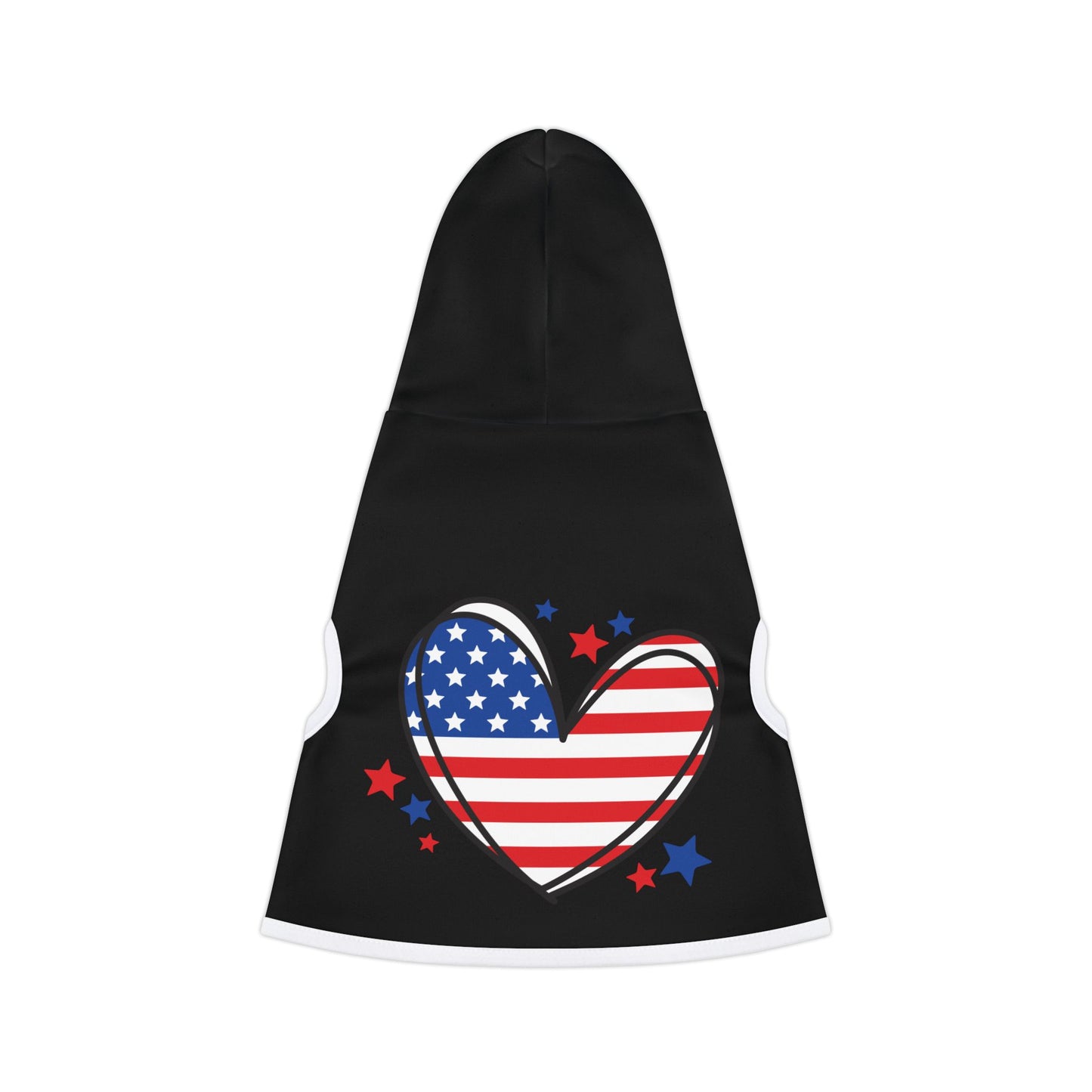 Princess Grace Patriotic Pet Hoodie USA Flag Heart Design for Dogs & Cats