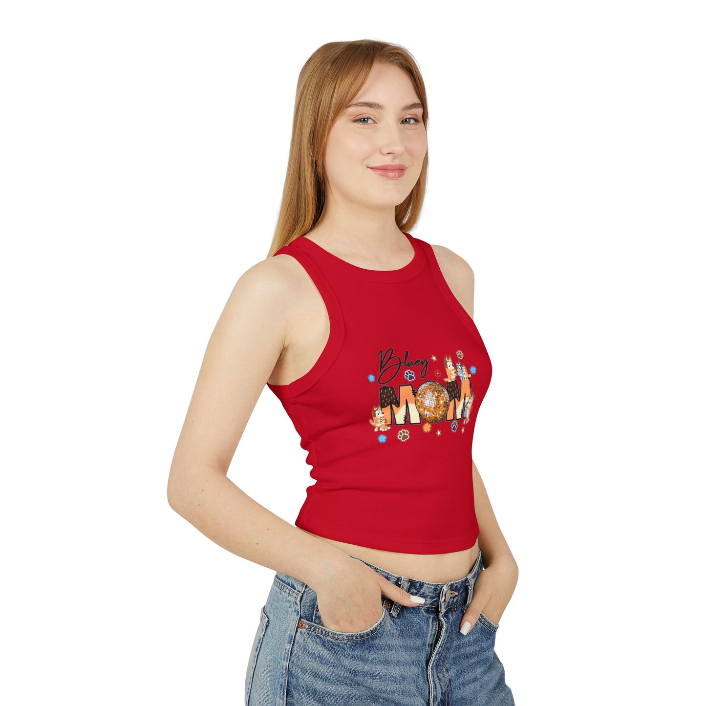 Princess Grace Bluey Mom Micro Rib Racer Tank Top Cute & Comfy Summer Wear