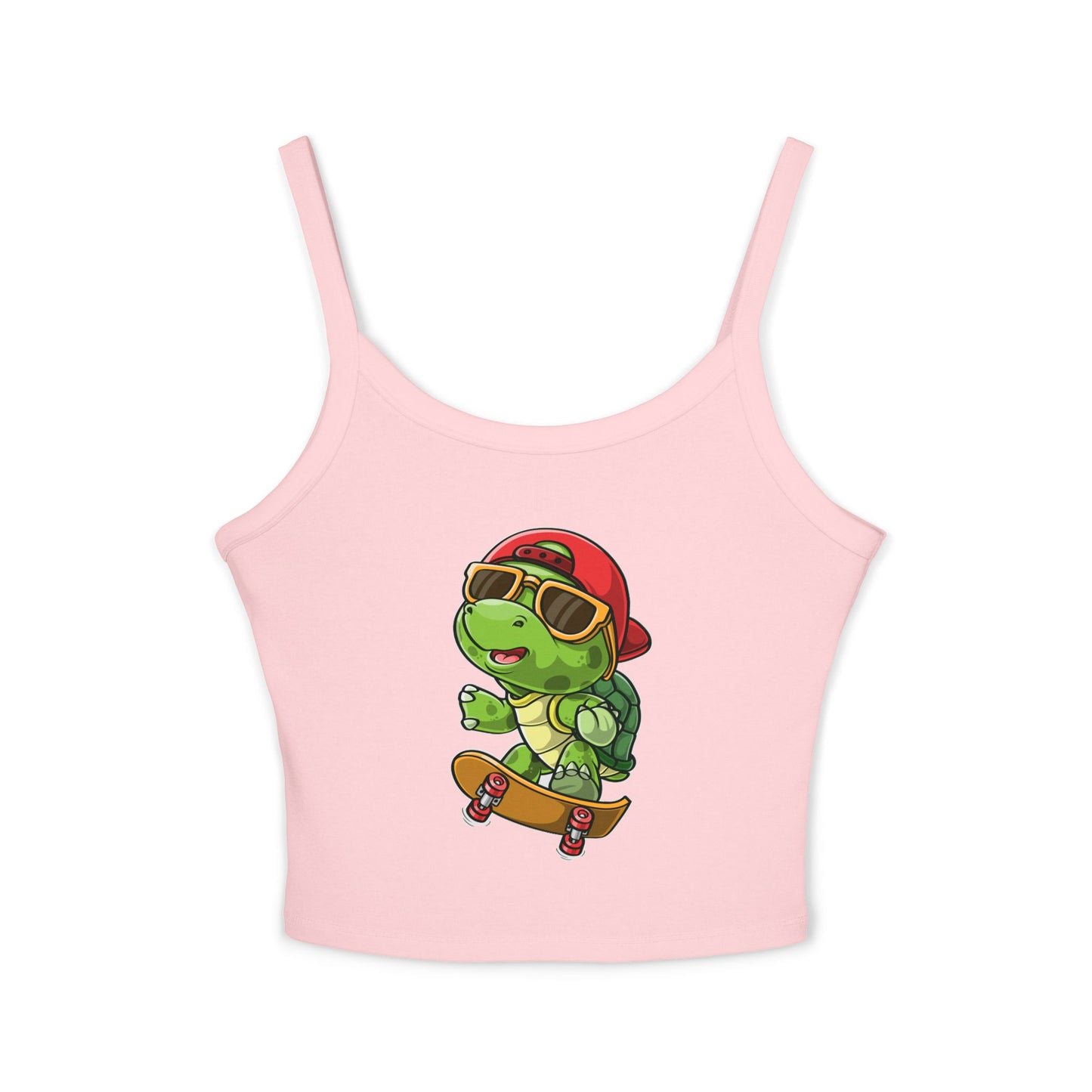 Princess Grace Cute Cartoon Turtle Skateboarding Women's Spaghetti Strap Tank Top