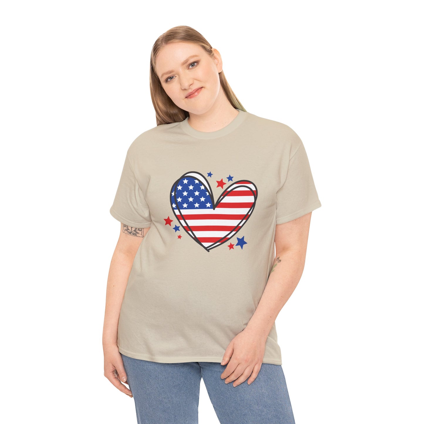 Princess Grace Patriotic Heart Unisex Heavy Cotton Tee USA Love T-Shirt
