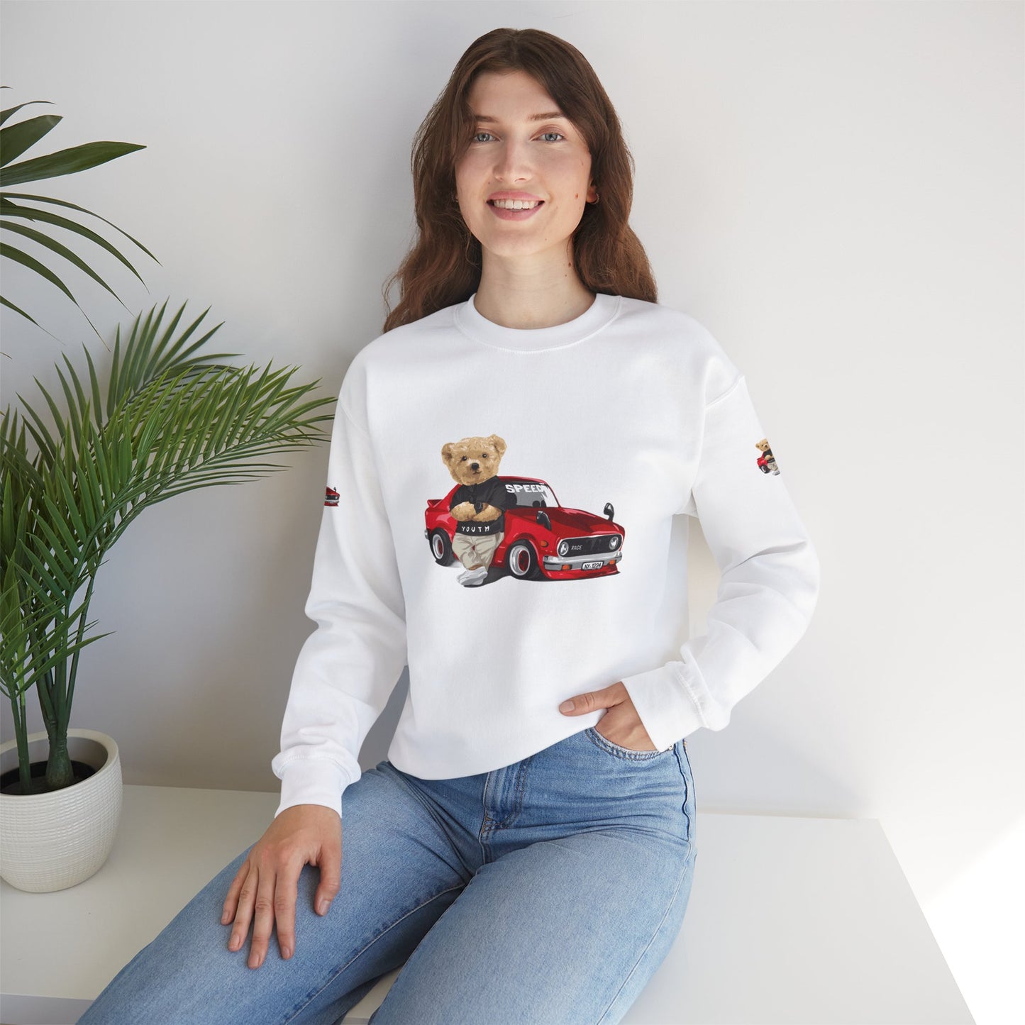 Princess Grace Cute Bear Vintage Car Sweatshirt Unisex Heavy Blend Crewneck