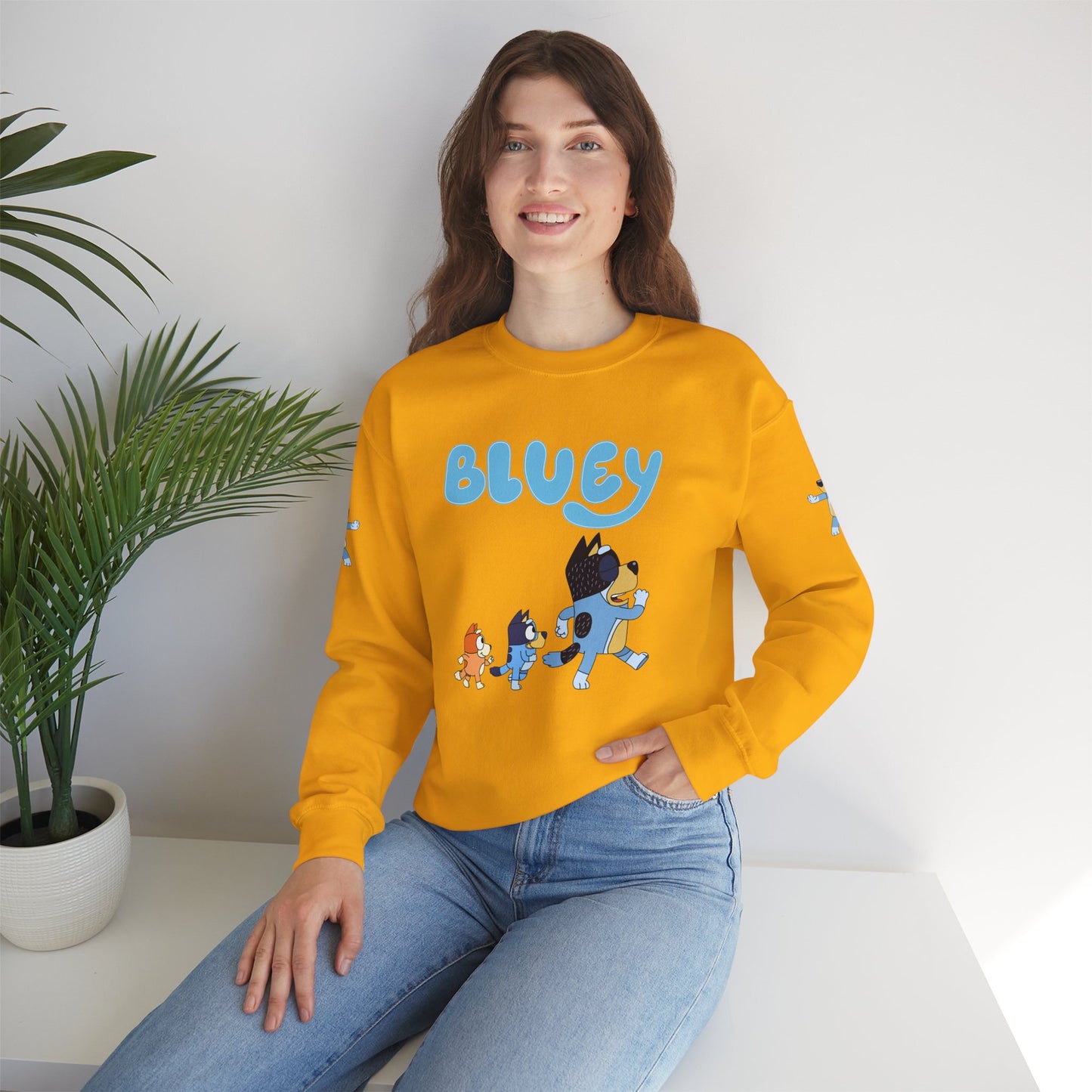 Princess Grace Bluey Family Unisex Crewneck Sweatshirt Cozy Cartoon Apparel