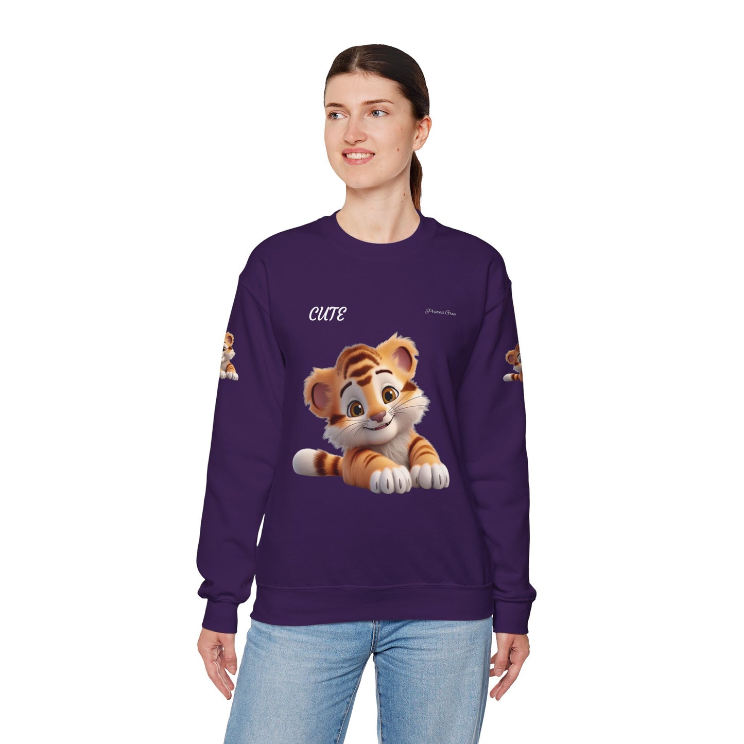 Princess Grace Cute Tiger Unisex Heavy Blen Crewneck Sweatshirt