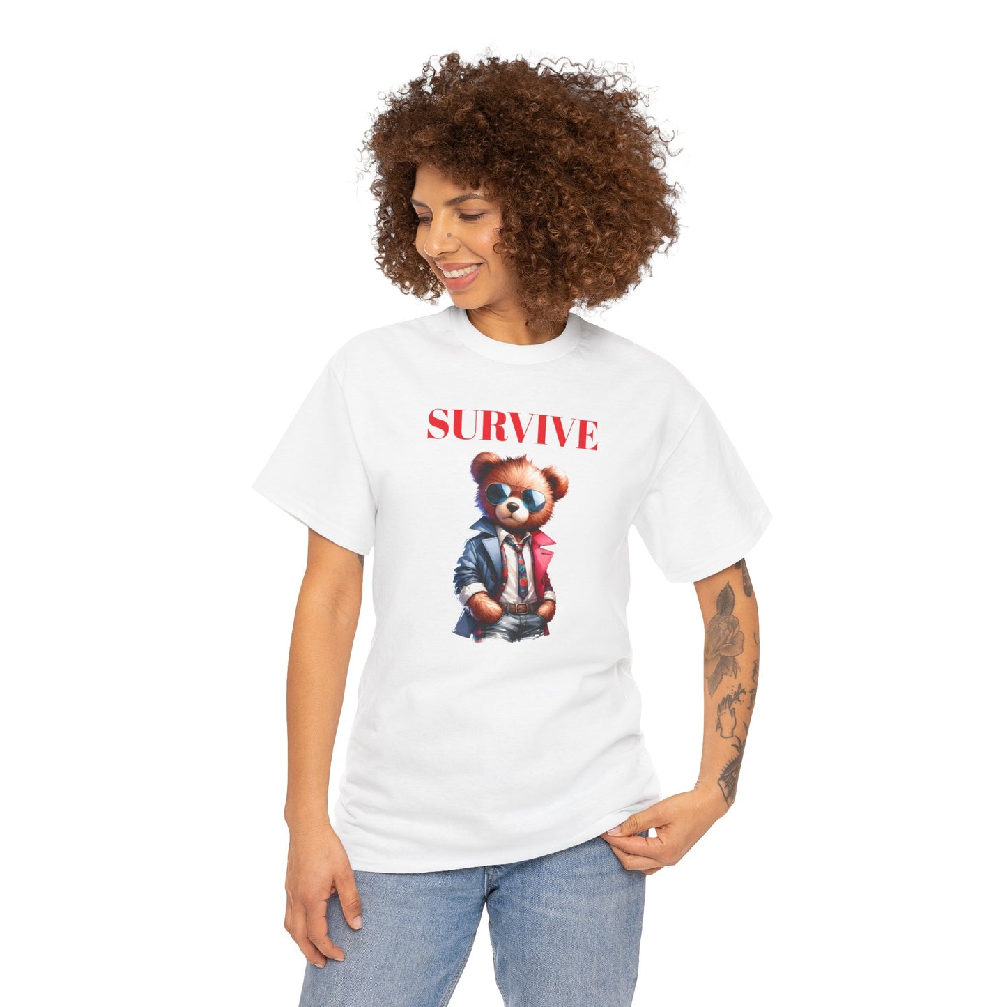 Princess Grace Survive Teddy Bear Unisex Heavy Cotton Tee