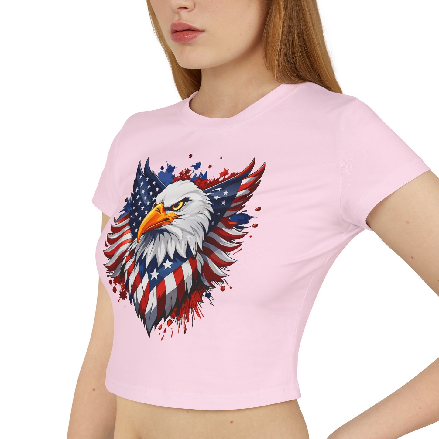 Princess Grace Patriotic Women's Baby Tee American Eagle Graphic Shirt