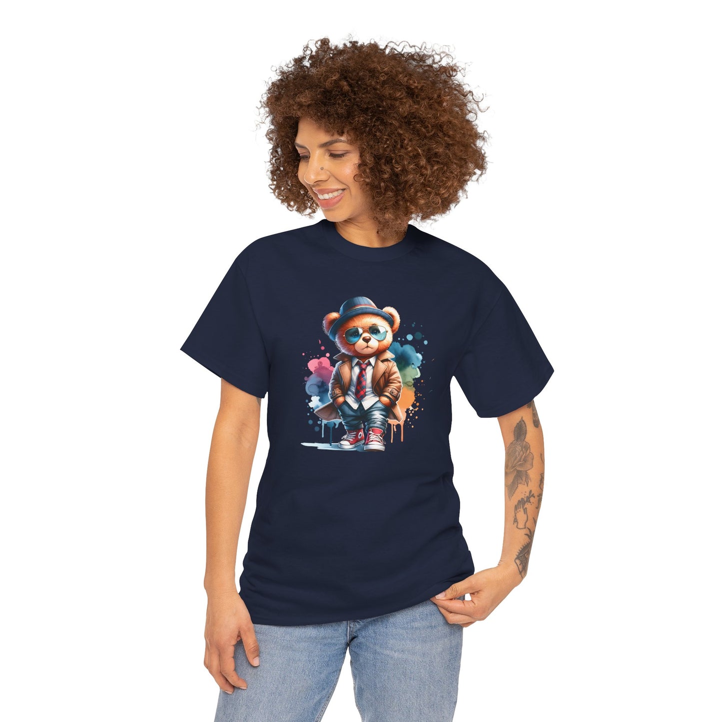 Princess Grace Stylish Bear Illustration Unisex Heavy Cotton Tee Trendy and Fun T-Shirt