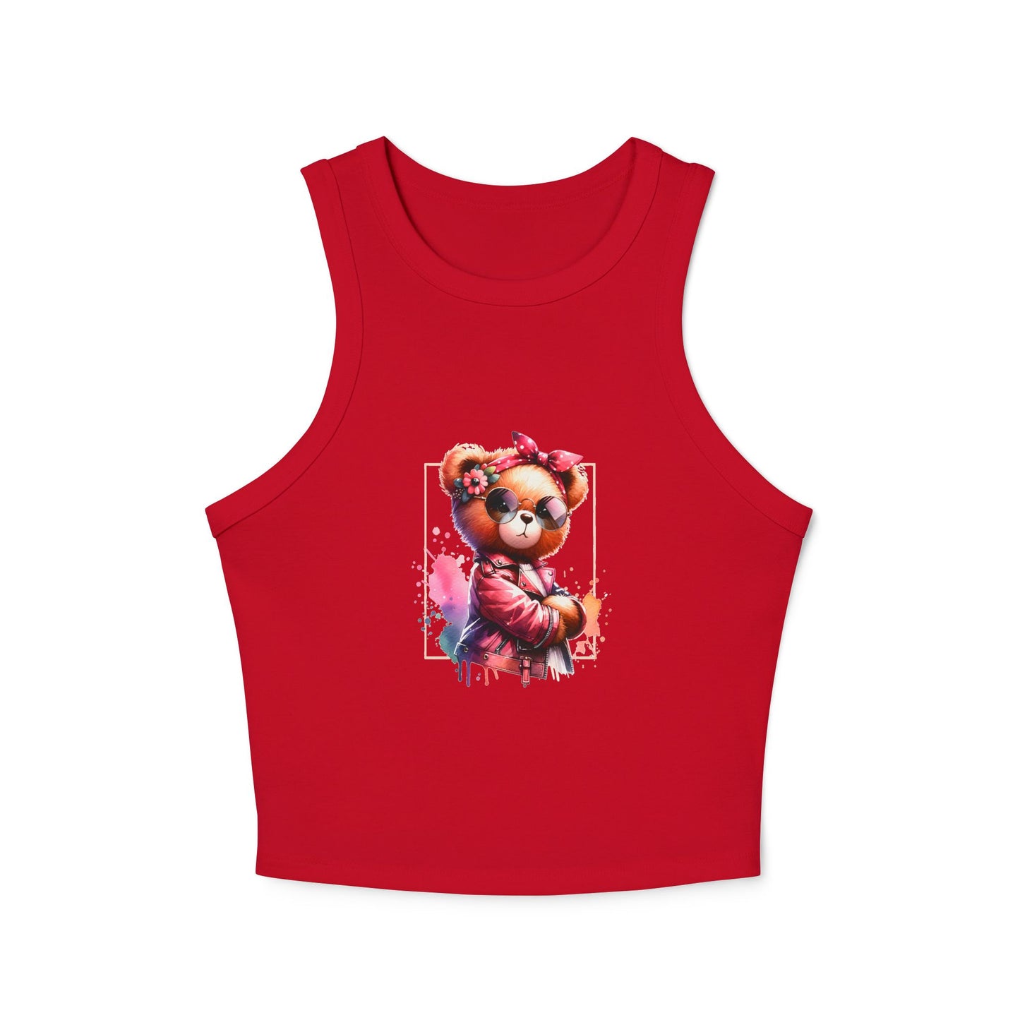 Princess Grace Cute Floral Teddy Bear Racer Tank Top for Women