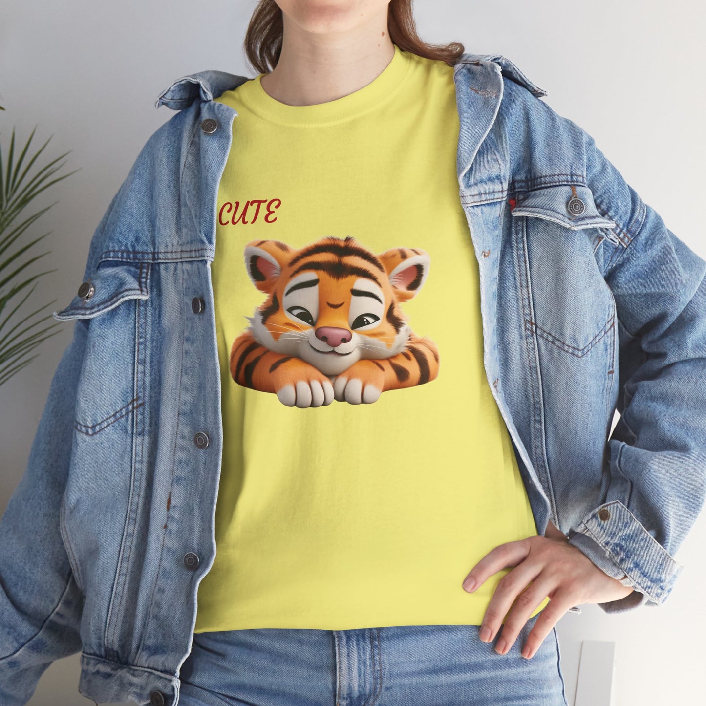Princess Grace Cute Tiger Graphic Unisex Heavy Cotton Tee Perfect for Animal Lovers and Everyday Comfort