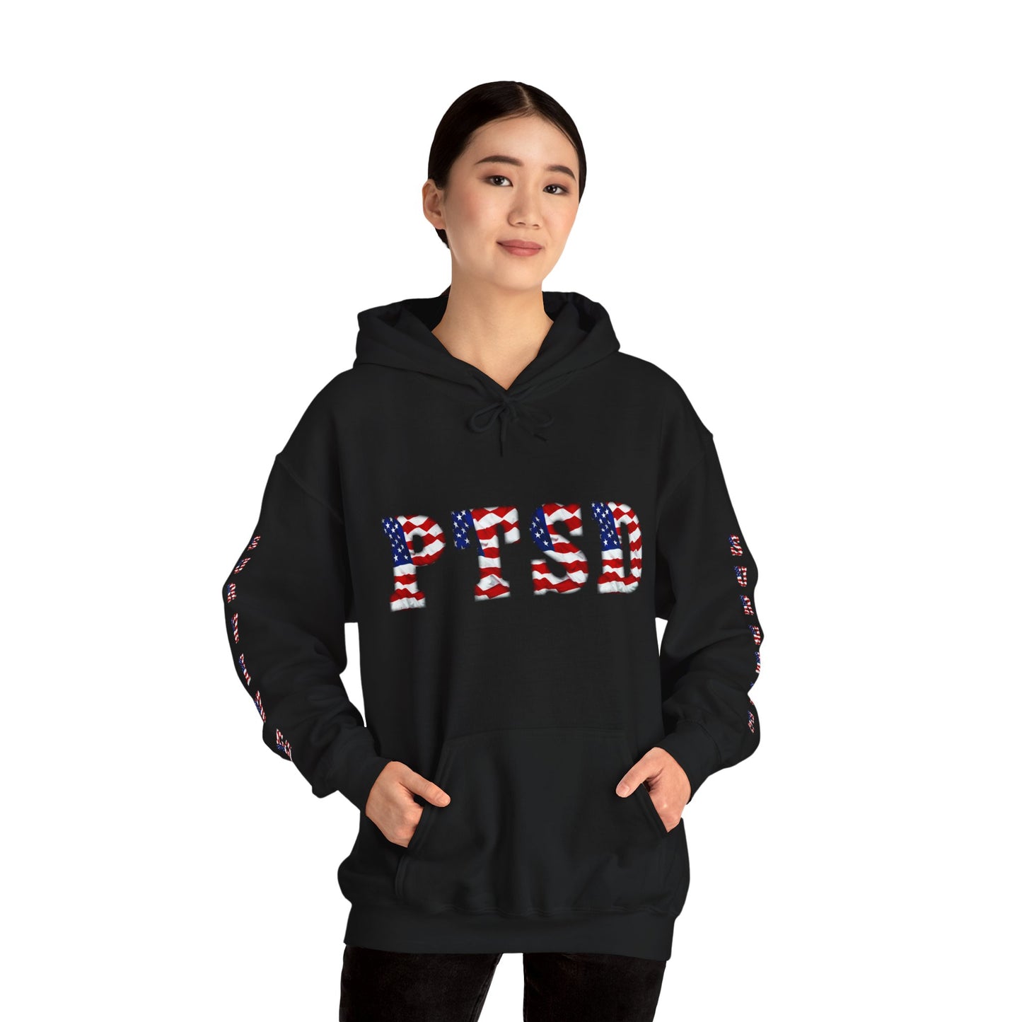 Princess Grace PTSD Awareness Unisex Heavy Blend Hoodie Support Survivors with American Flag Design