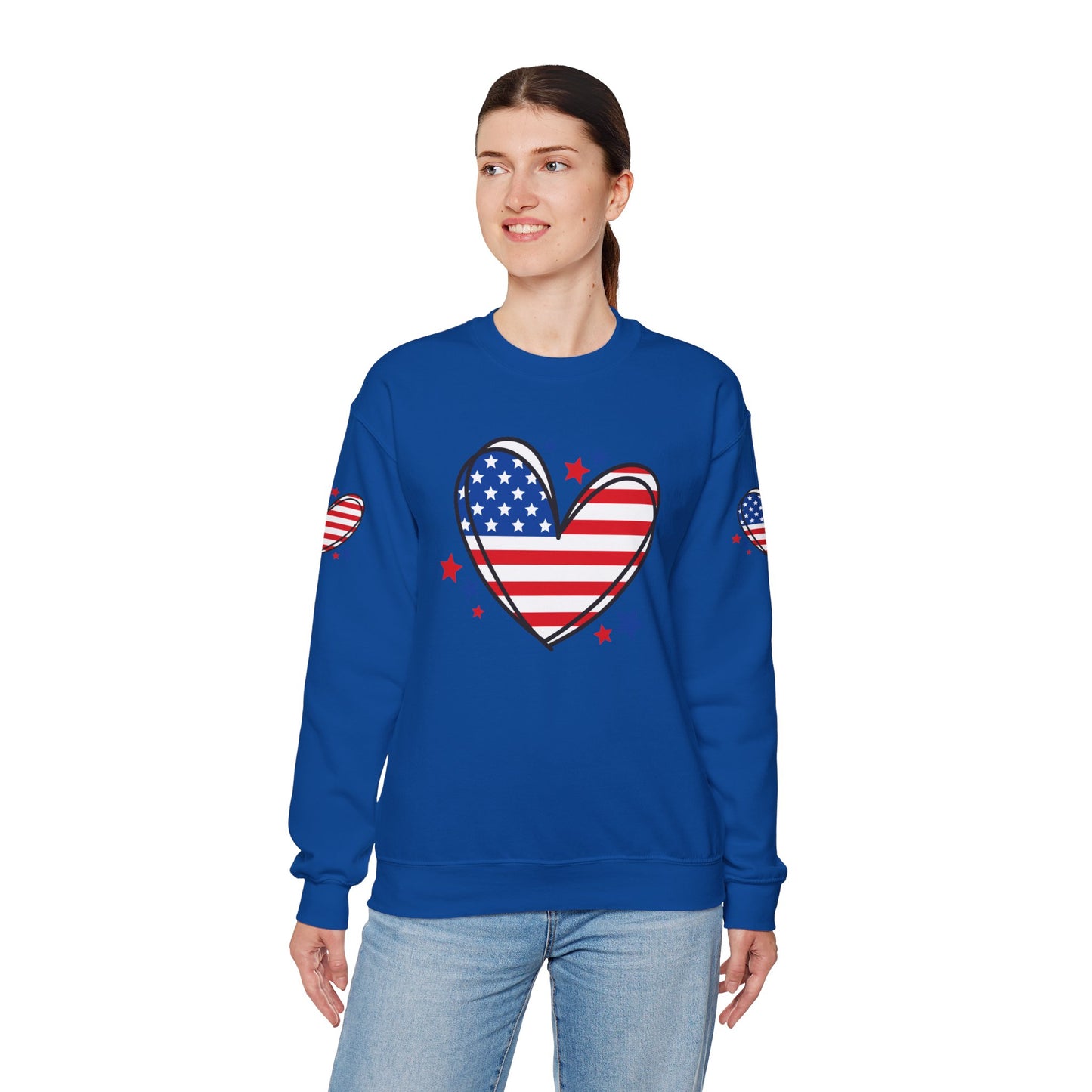 Princess Grace Patriotic Heart Crewneck Sweatshirt