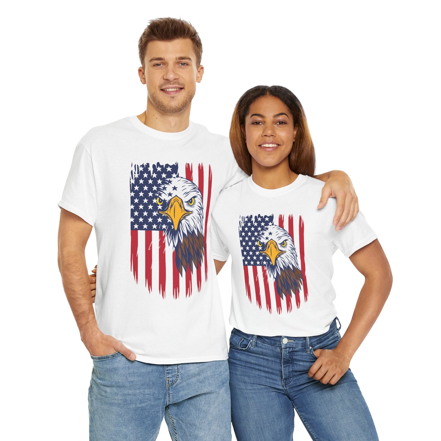 Princess Grace Eagle & American Flag Unisex Heavy Cotton Tee Patriotic Apparel for All Occasions