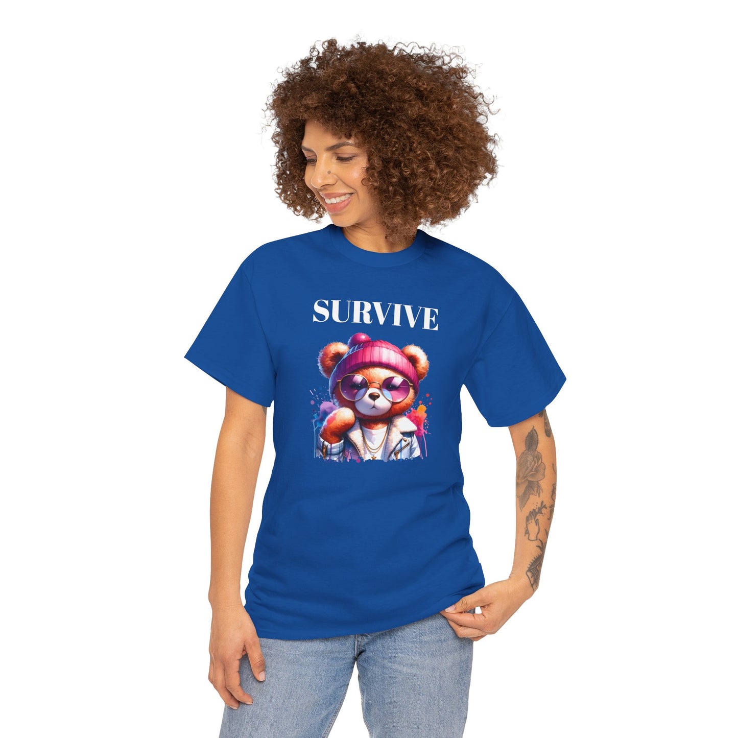 Princess Grace Survive Bear Graphic Tee Unisex Heavy Cotton T-Shirt
