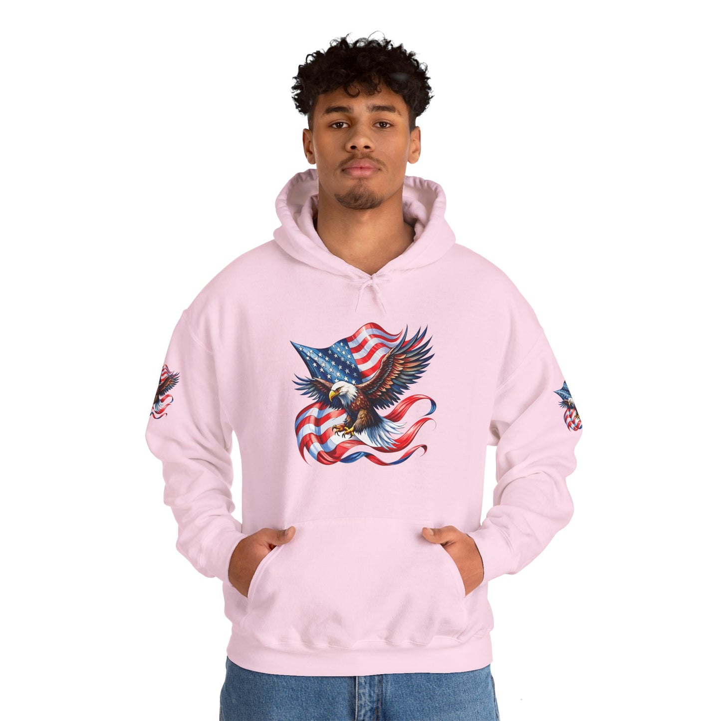 Princess Grace Patriotic Eagle Hoodie Unisex Heavy Blend Sweatshirt with American Flag Design