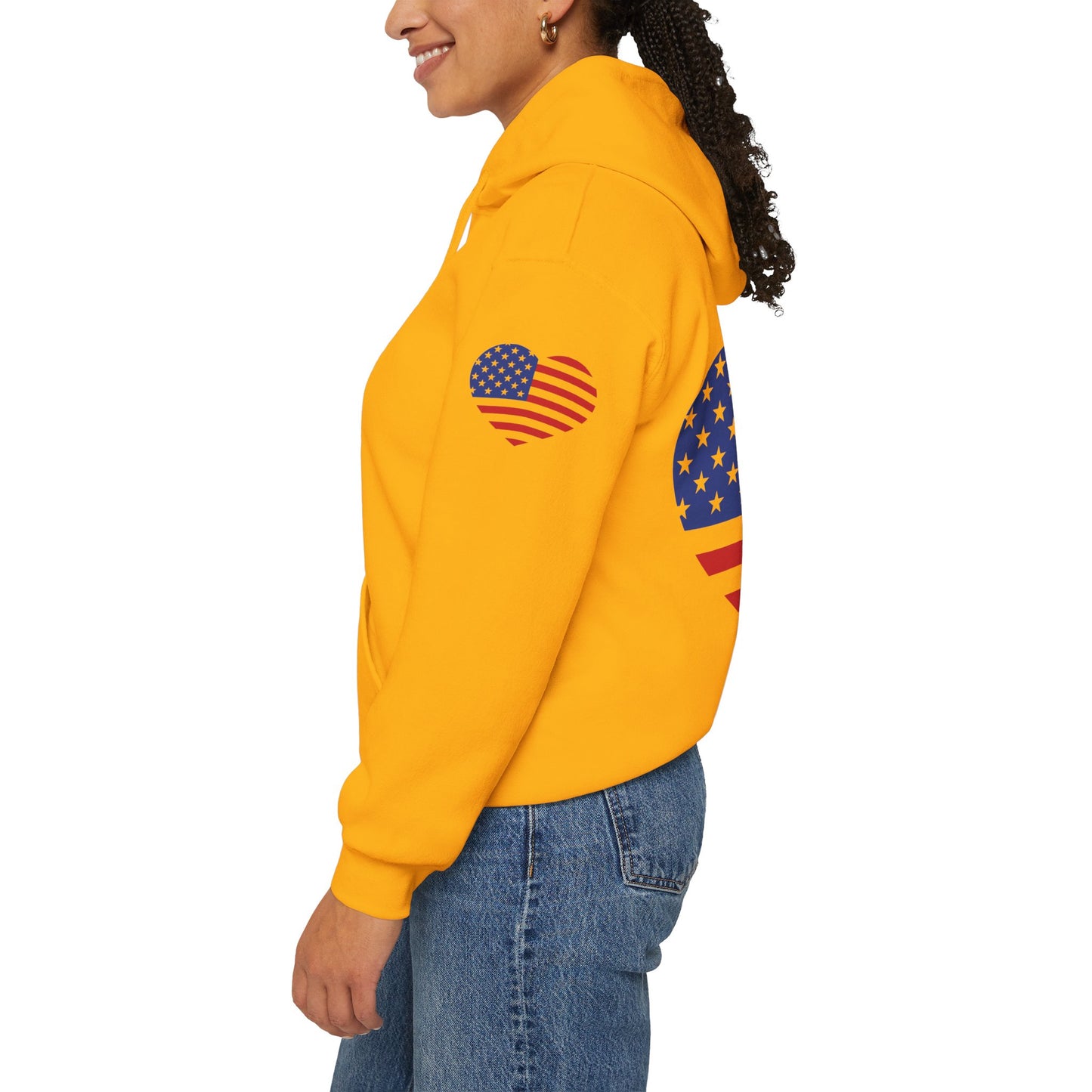 Princess Grace Patriotic Heart Design Unisex Hoodie Perfect for Holidays and Celebrations