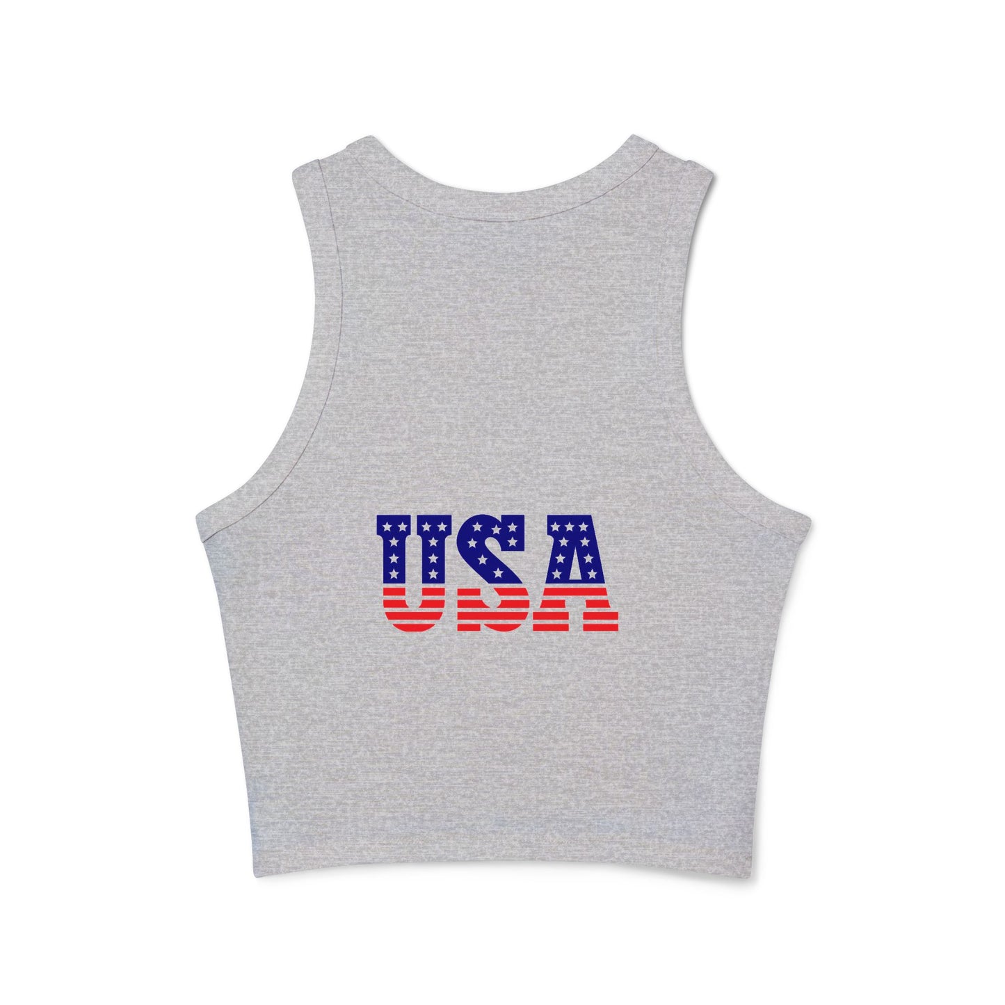 Princess Grace Patriotic Women's Micro Rib Racer Tank Top with Eagle & USA Design