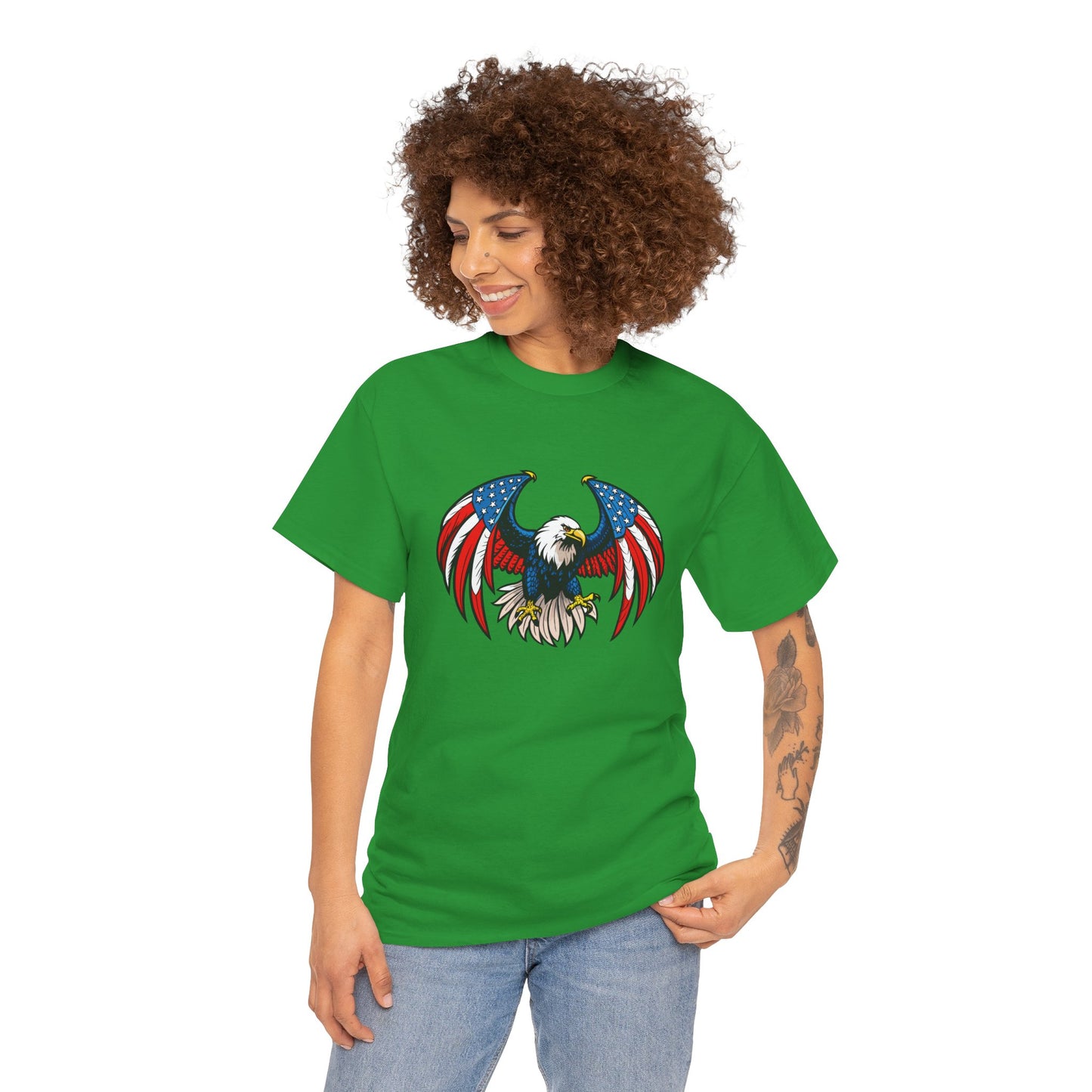 Princess Grace Patriotic Eagle Unisex Heavy Cotton Tee 4th of July Graphic T-Shirt
