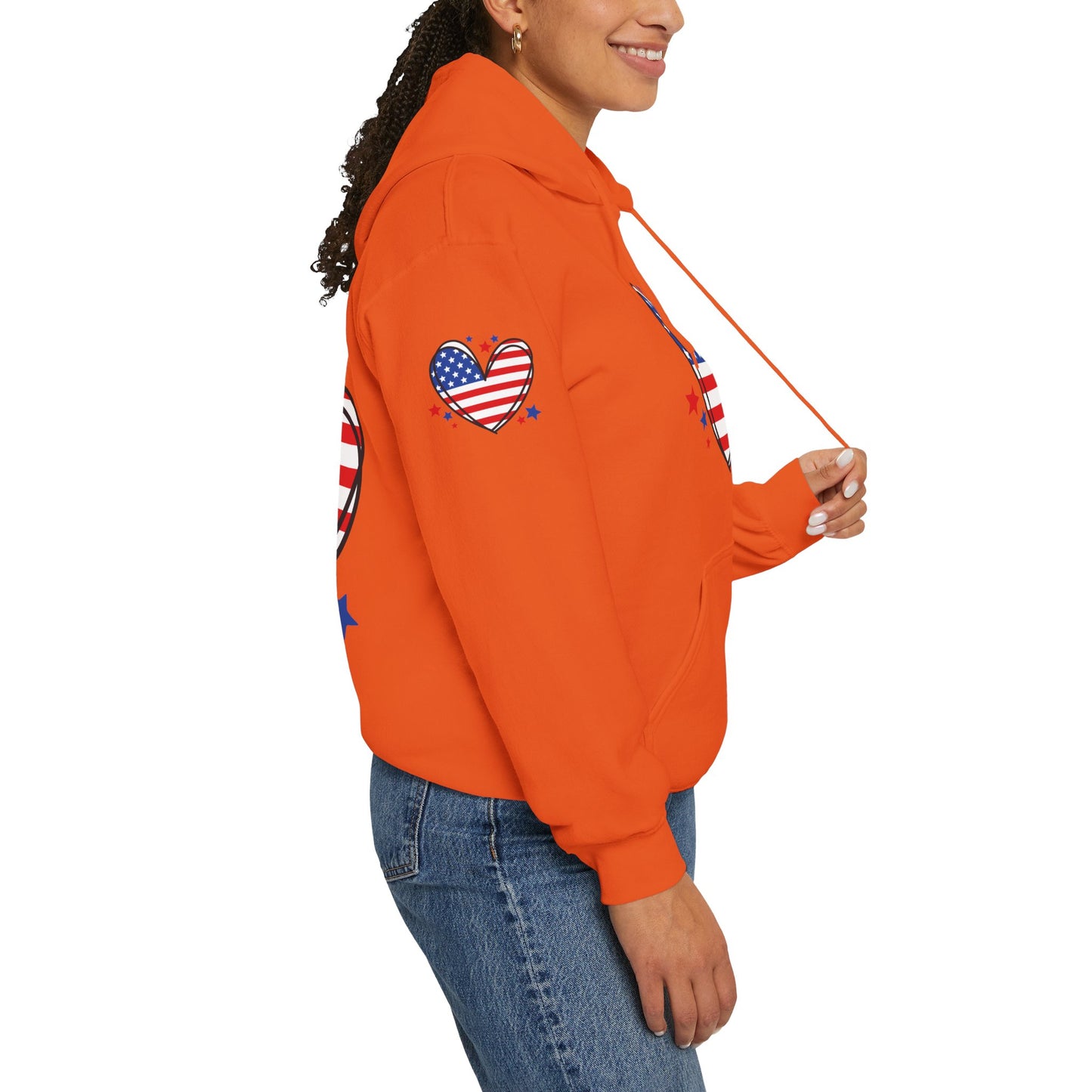 Princess Grace Patriotic Heart Hoodie Unisex Heavy Blend Hooded Sweatshirt for Independence Day & Year Round Love