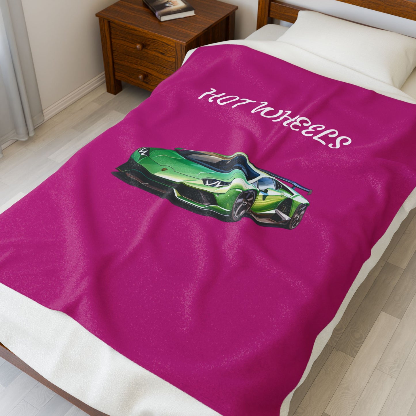Princess Grace Hot Wheels Velveteen Plush Blanket Cozy Kids Gift for Car Lovers
