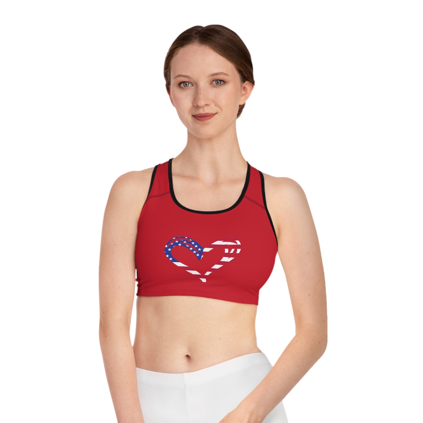 Princess Grace Patriotic Heart Sports Bra