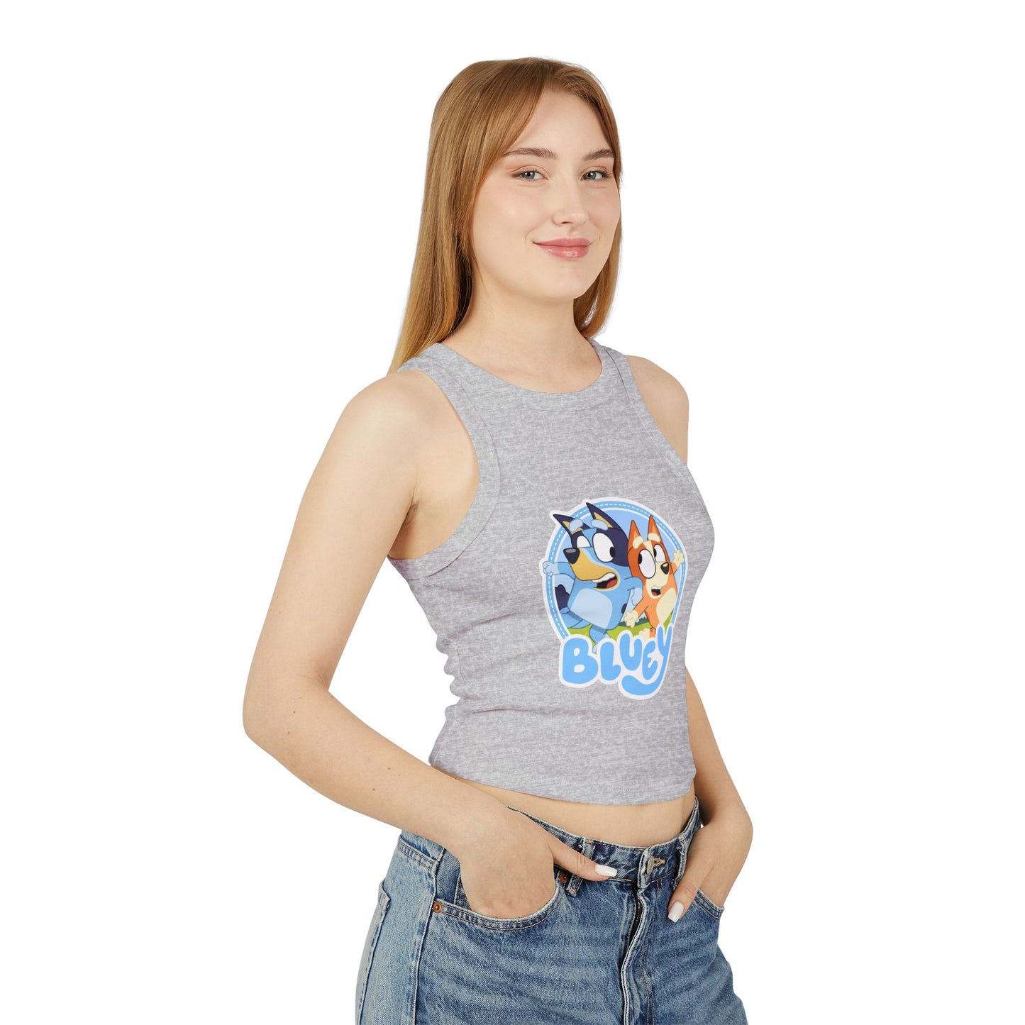 Princess Grace Bluey Graphic Women's Racer Tank Top Fun & Playful Summer Style